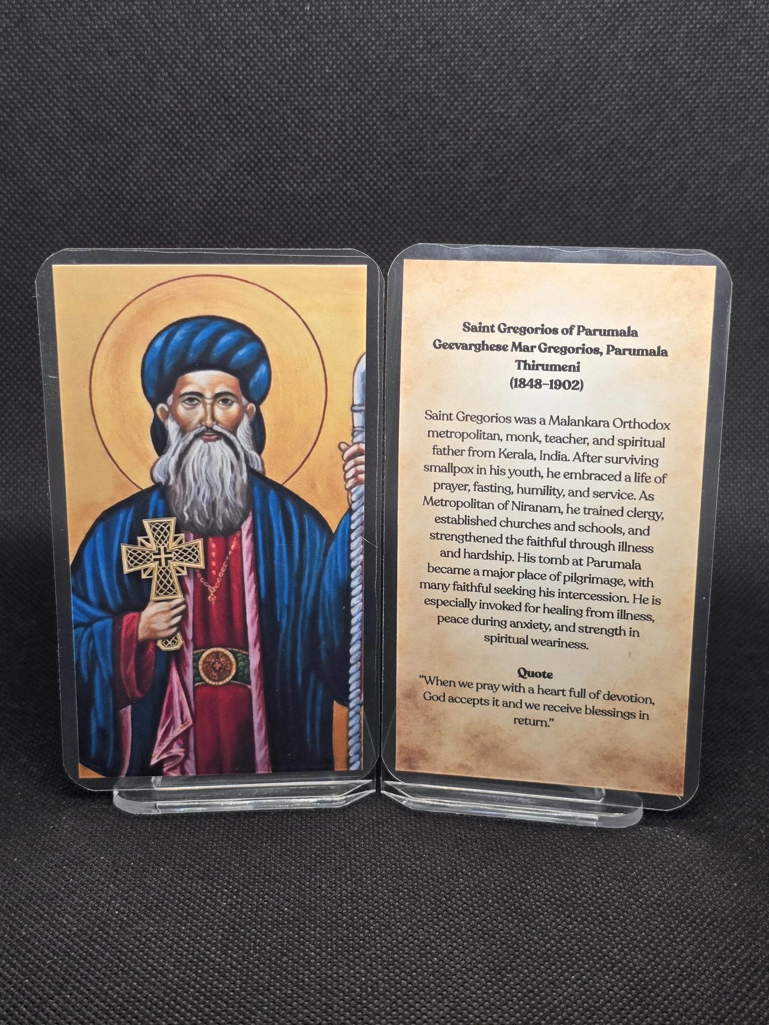 Saint Gregorios of Parumala Prayer Card – Patron for Healing from Illness, Inner Peace During Anxiety & Strength in Spiritual Weariness