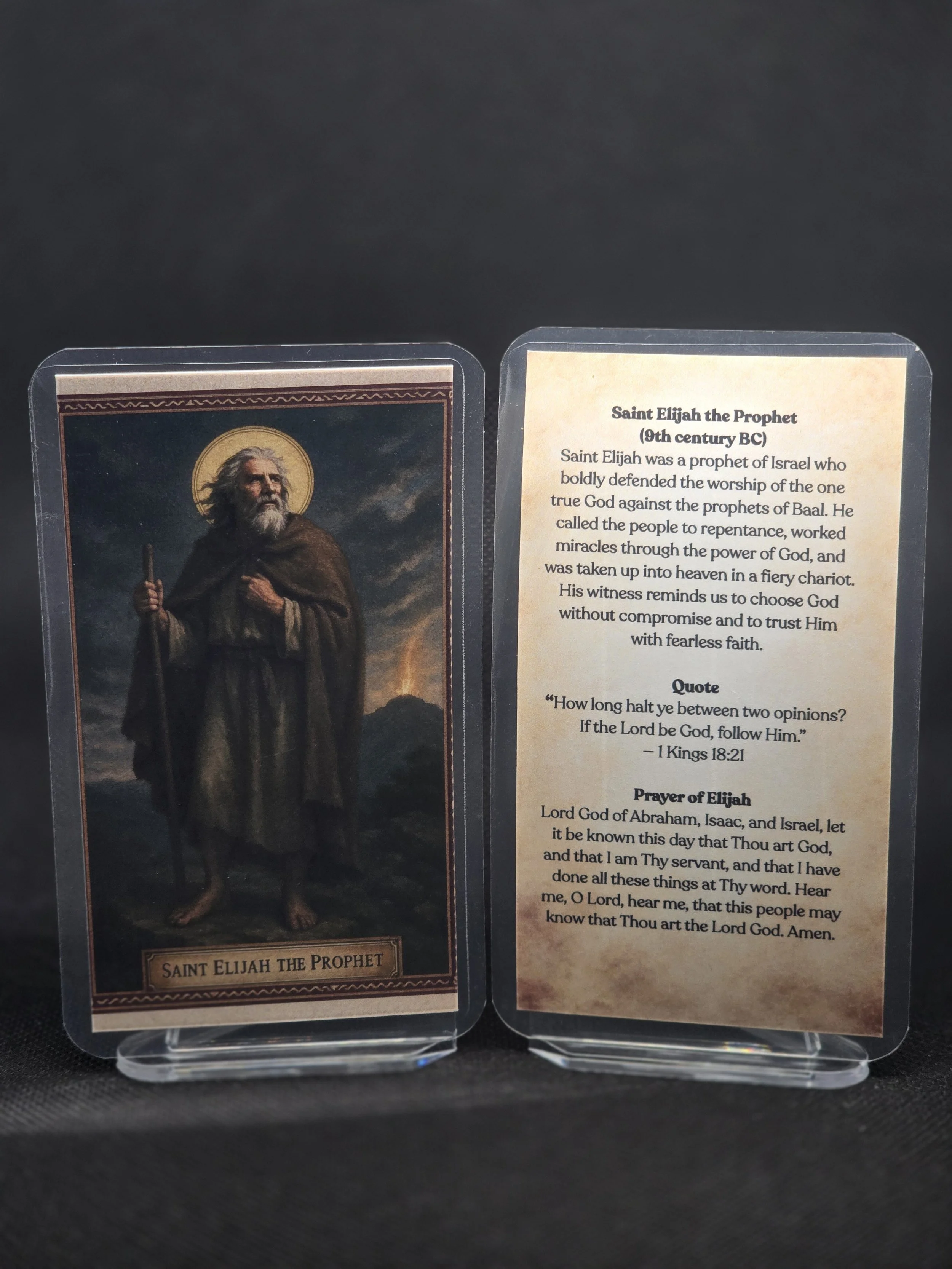Saint Elijah the Prophet Prayer Card – Patron for Spiritual Warfare, Depression After Burnout & Courage to Stand Alone for God