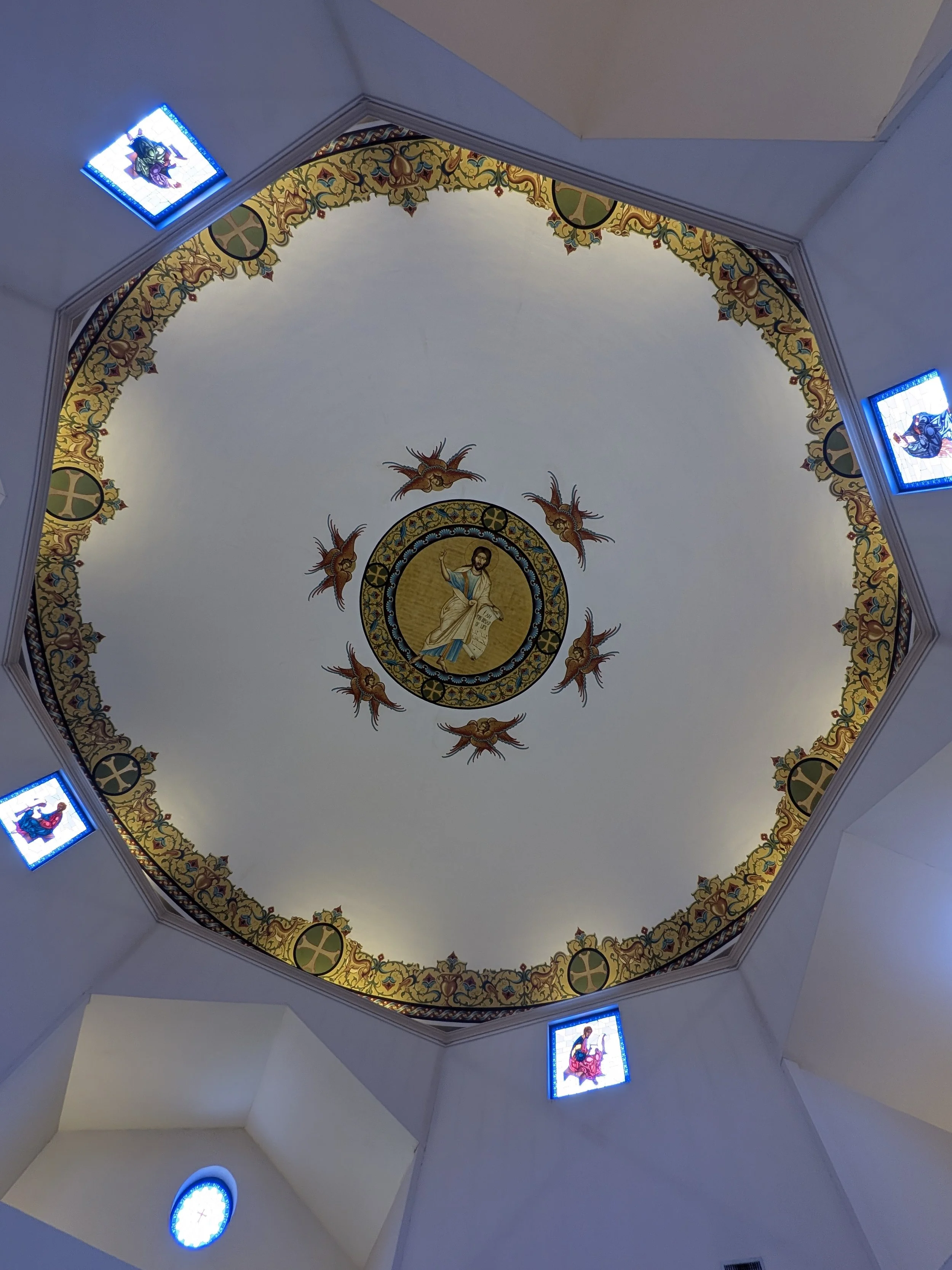 Interior dome of Our Lady's Maronite Church Austin — looking up into heaven