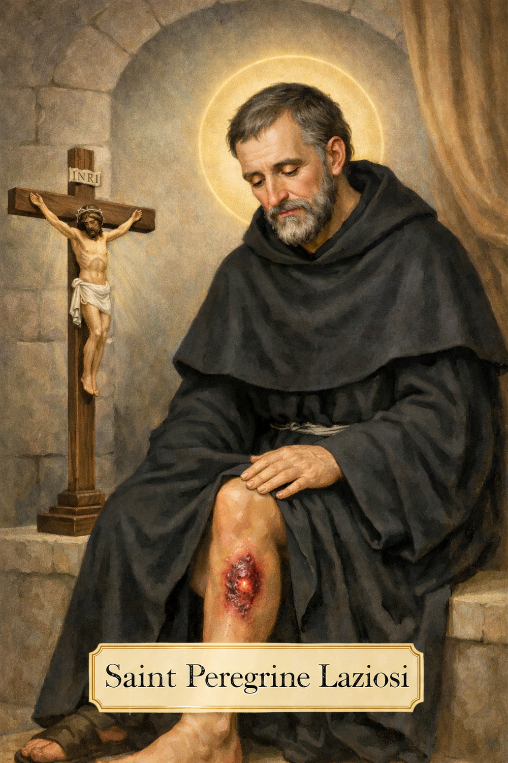 Saint Peregrine Laziosi prayer card