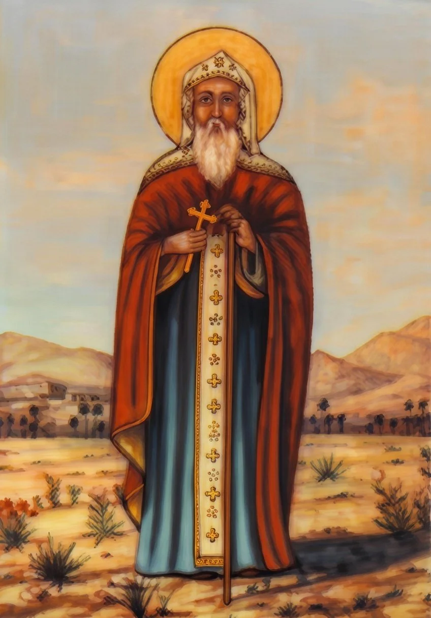 Saint Shenouda the Archimandrite Prayer Card – Patron for Inner Strength, Spiritual Protection & Endurance Through Mental Burdens