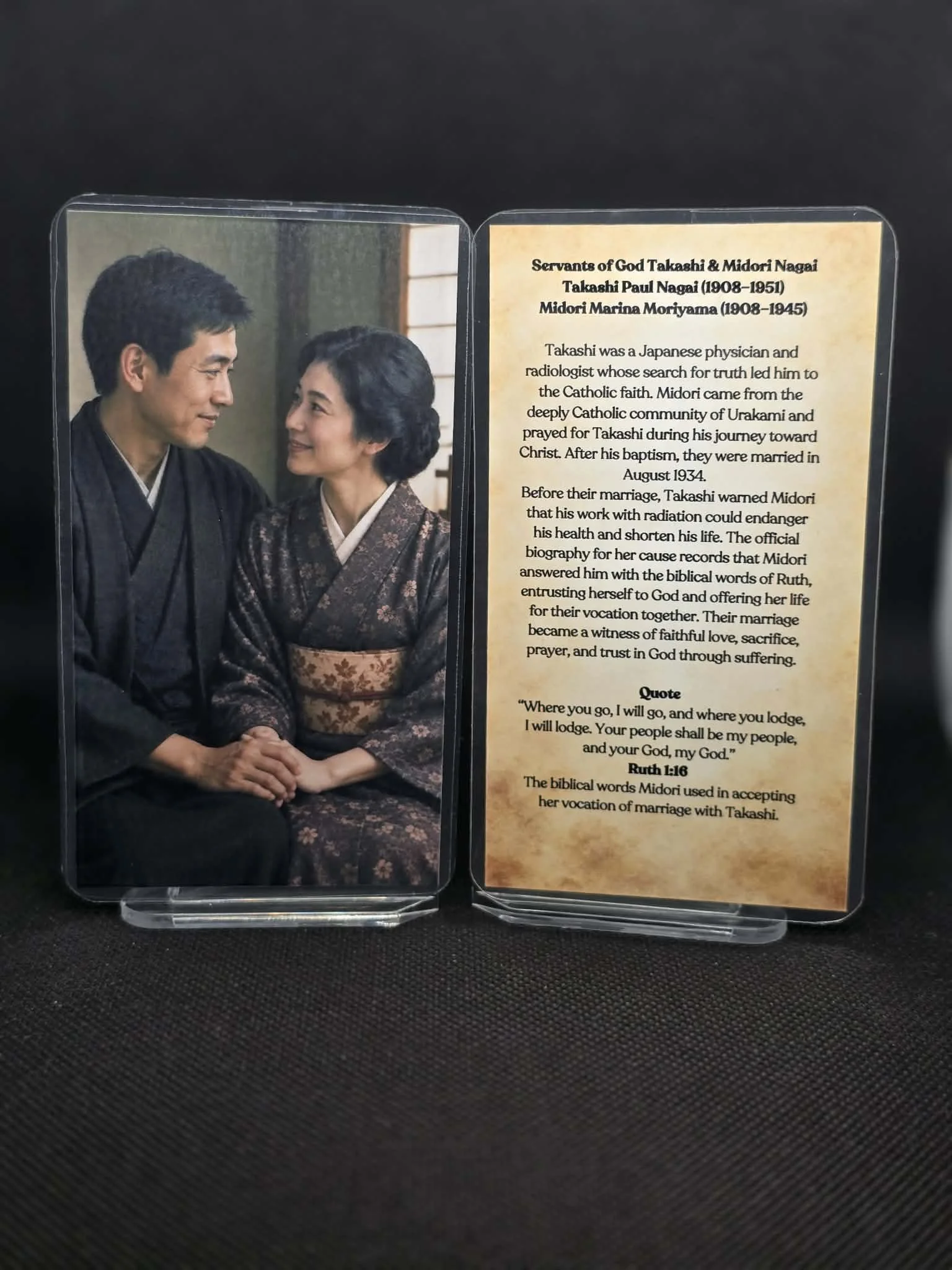 Servants of God Takashi & Midori Nagai Prayer Card – Patrons for Healing After Trauma, Radiation Illness & Faith When Everything Is Destroyed