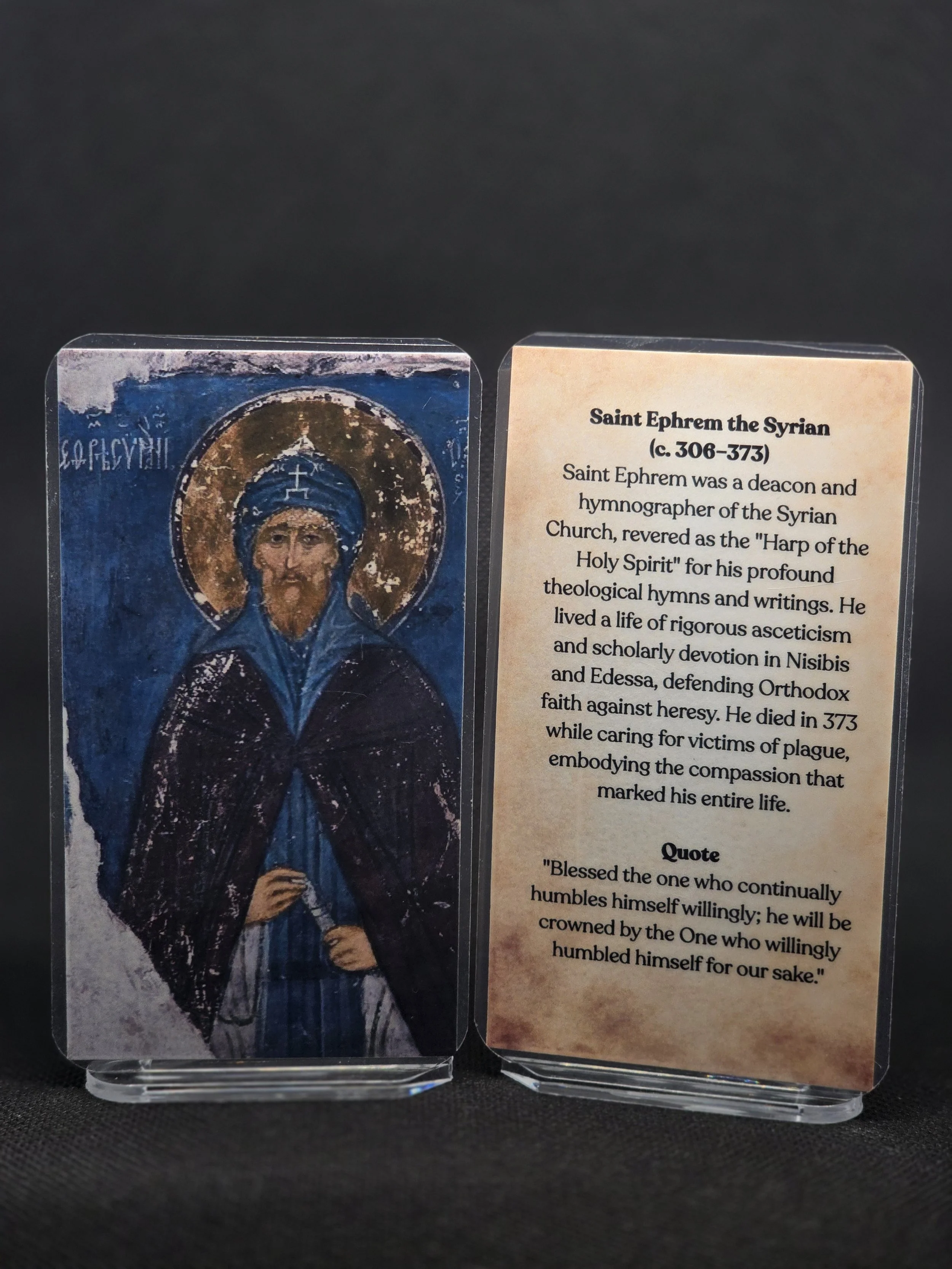 Saint Ephrem the Syrian Prayer Card – Patron for Inner Peace, Emotional Healing & Strength in Suffering