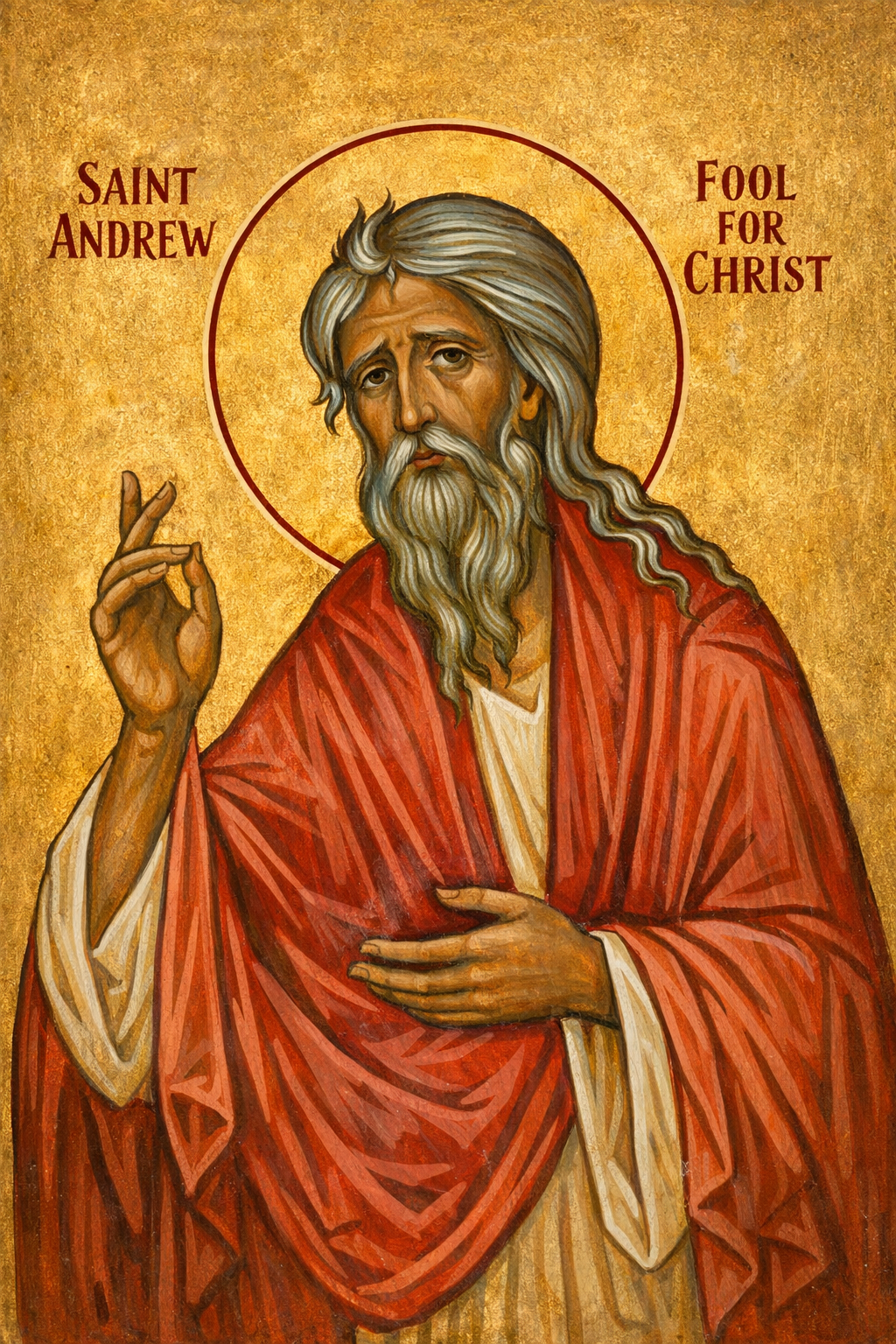 Saint Andrew the Fool-for-Christ of Constantinople Prayer Card – Patron for Mental Distress, Social Rejection & Courage to Live Faithfully in a Broken World