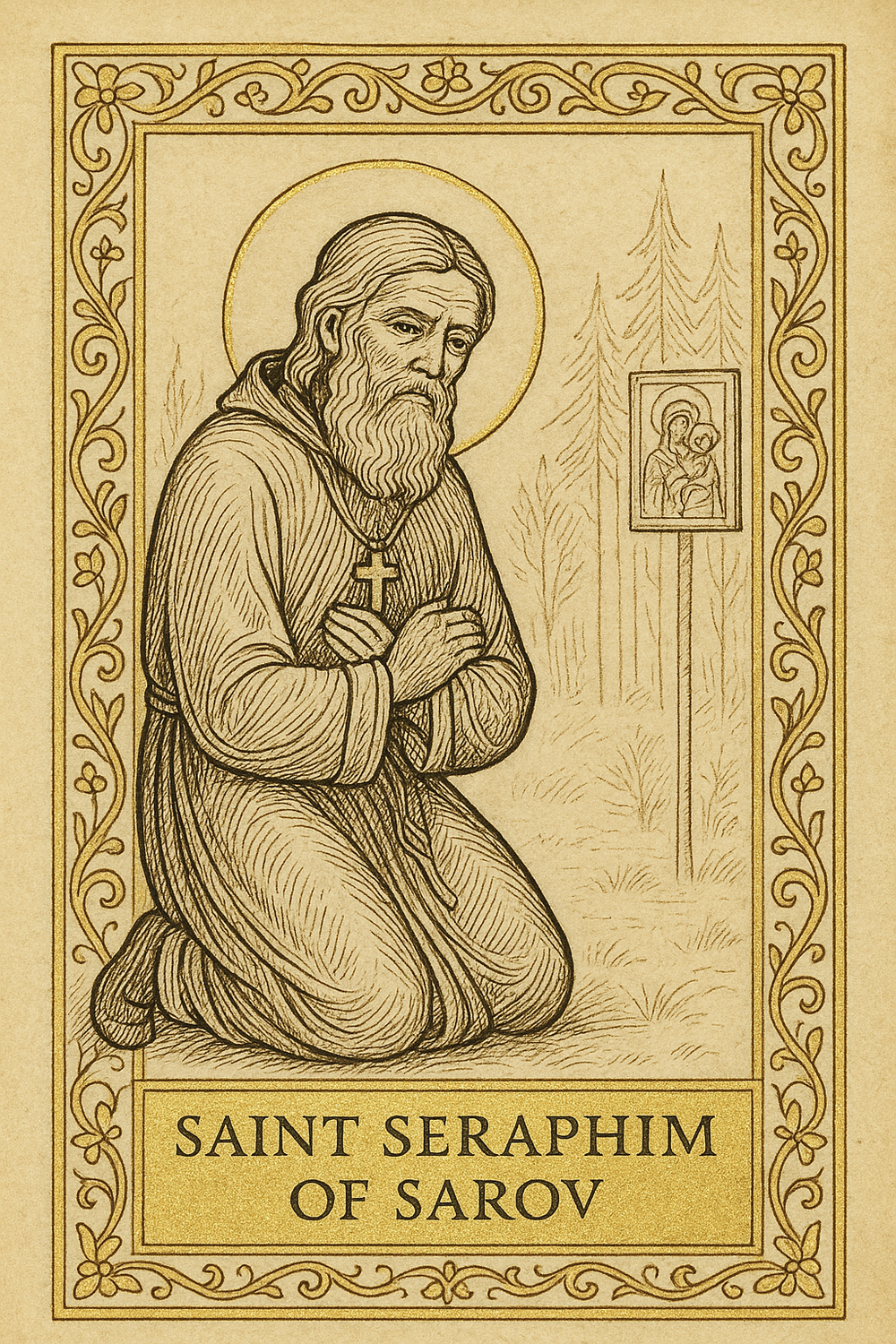 Saint Seraphim of Sarov Prayer Card