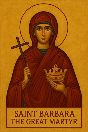 Saint Barbara the Great Martyr Prayer Card — alternate icon