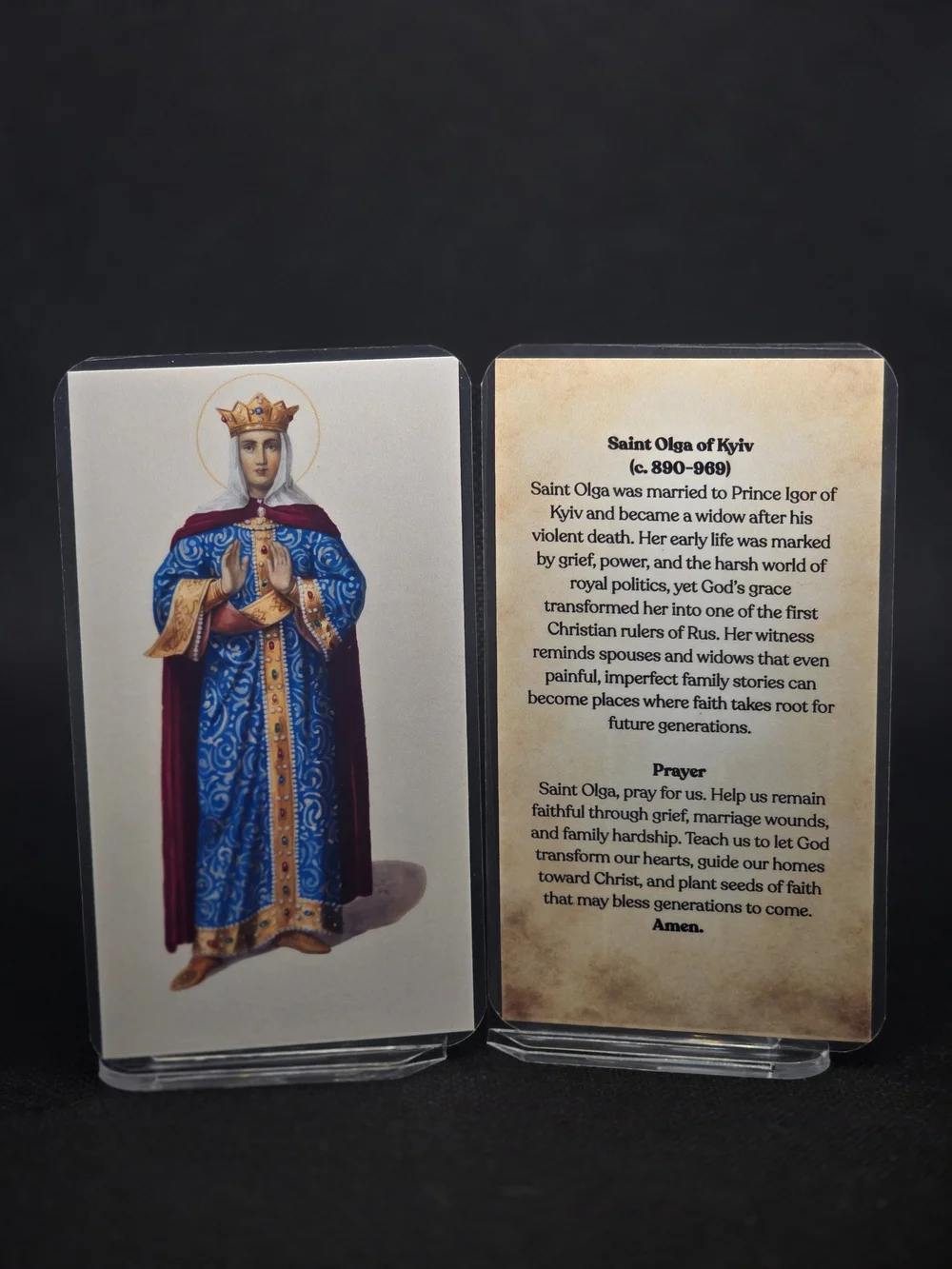 Saint Olga of Kyiv Prayer Card Ruthenian Catholic