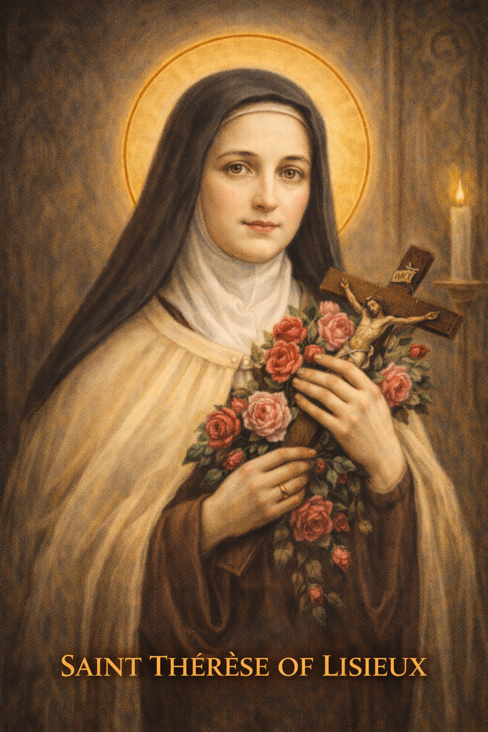 Saint Thérèse of Lisieux handmade prayer card