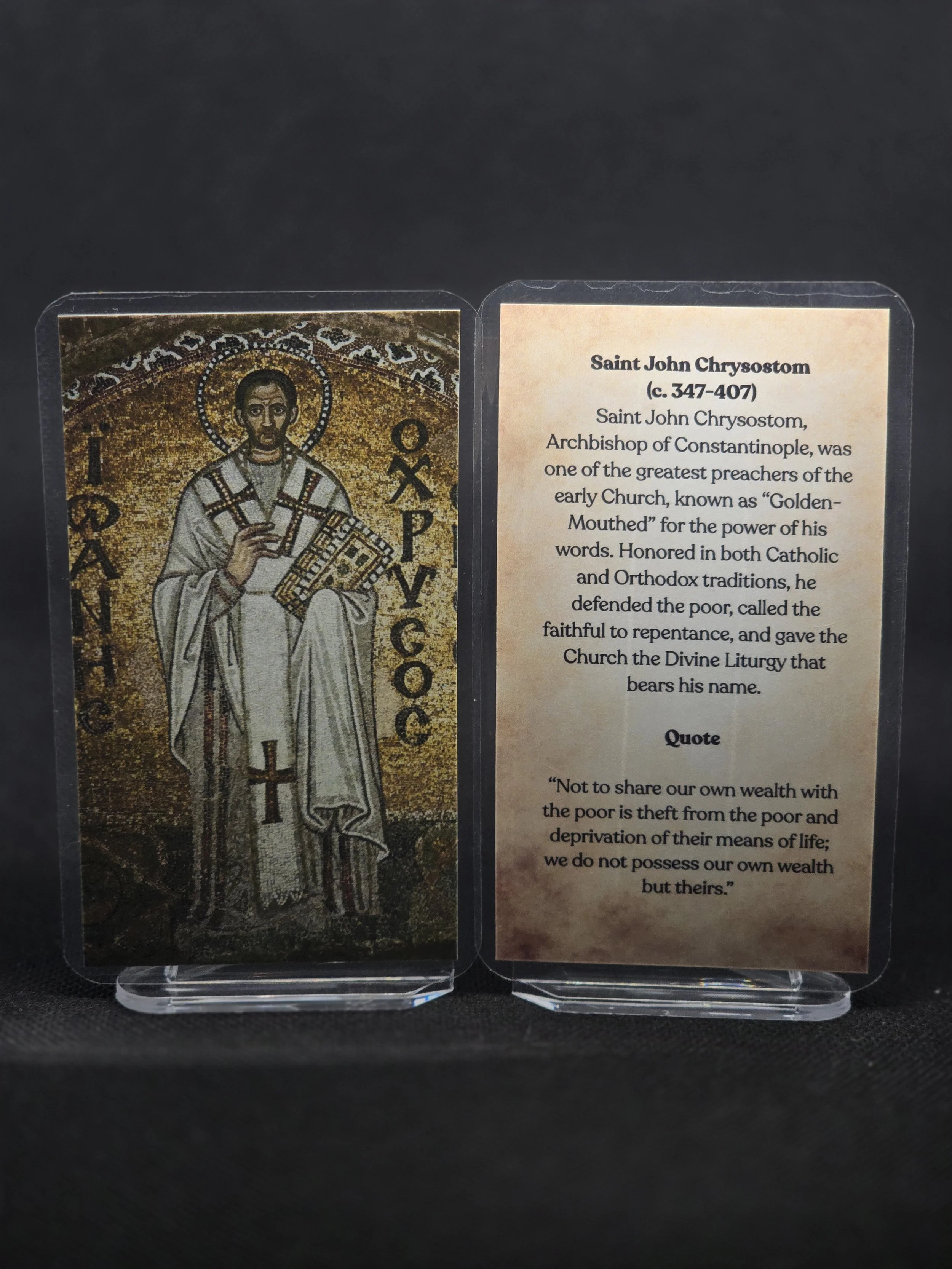 Saint John Chrysostom Prayer Card – Patron for Public Speaking, Moral Courage & Spiritual Discipline