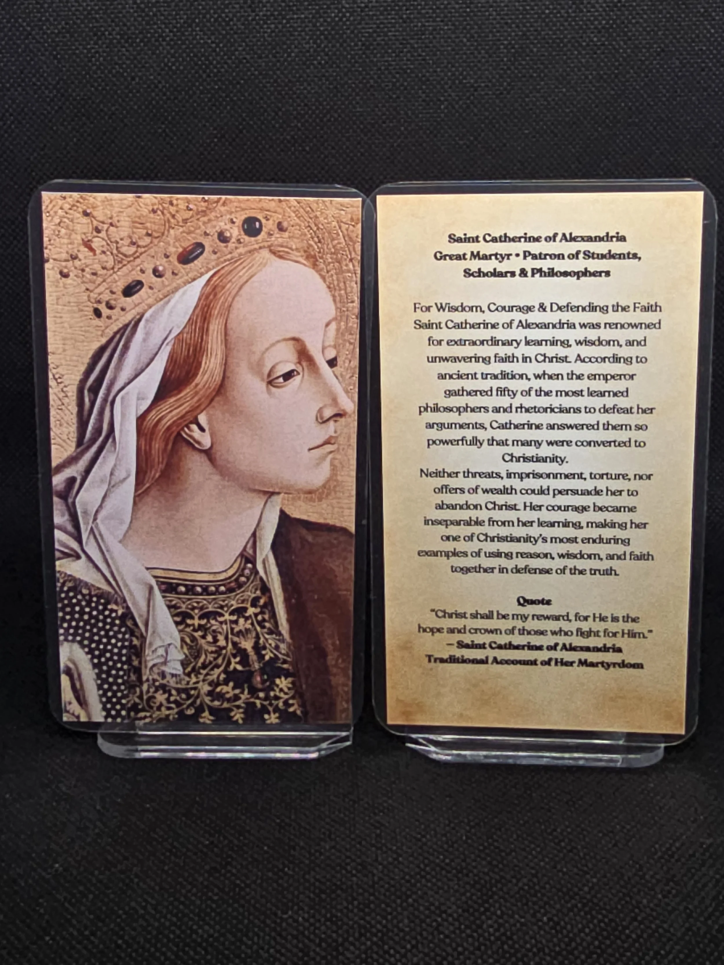 Saint Catherine of Alexandria Prayer Card – For Students, Wisdom, Courage & Defending the Faith