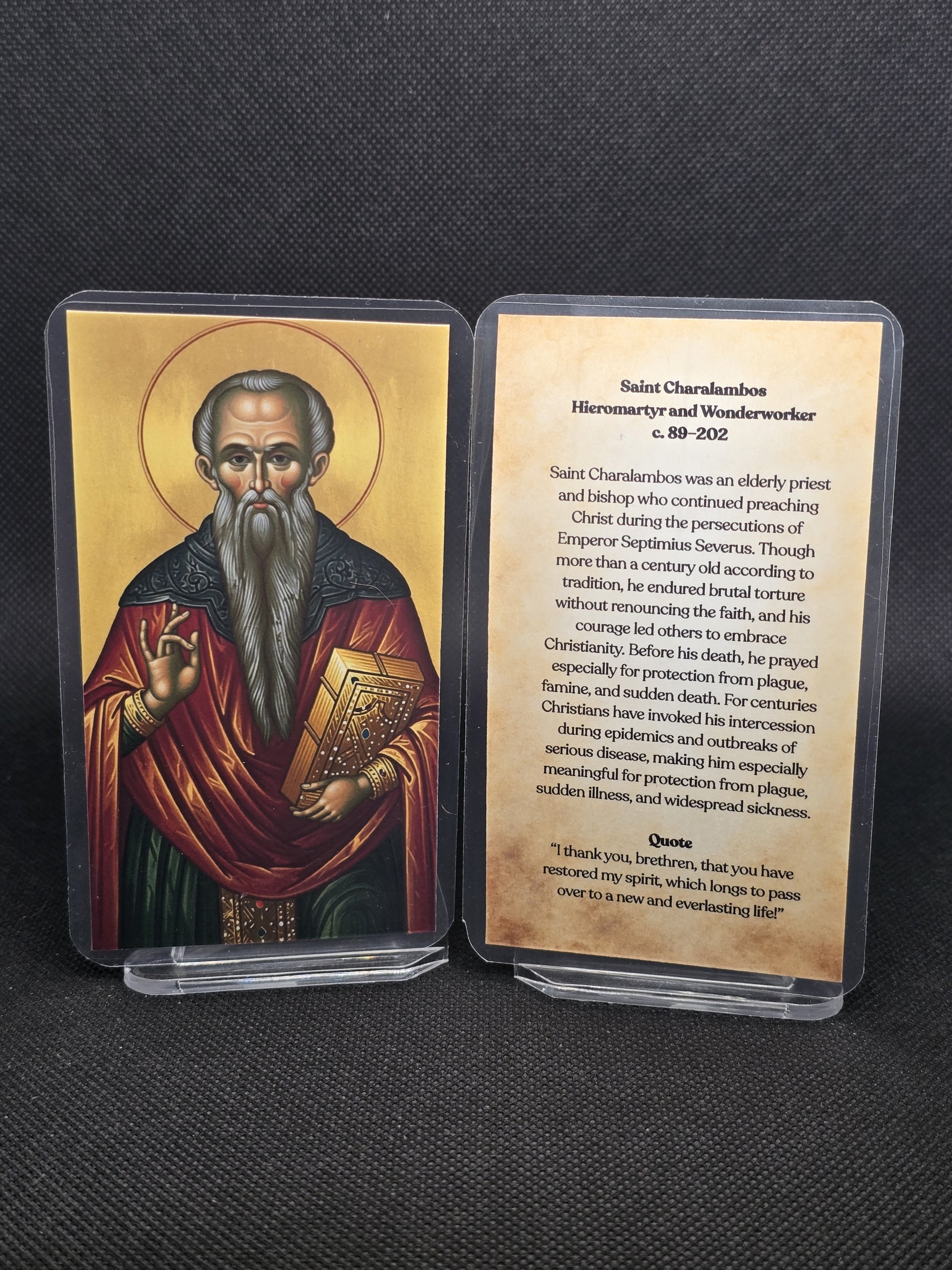 Saint Charalambos Prayer Card – Patron for Protection from Plague, Sudden Illness & Epidemics