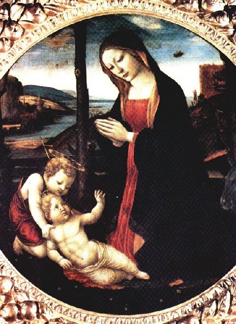 The Madonna with Saint Giovannino — 15th century painting showing a disc-shaped object in the sky
