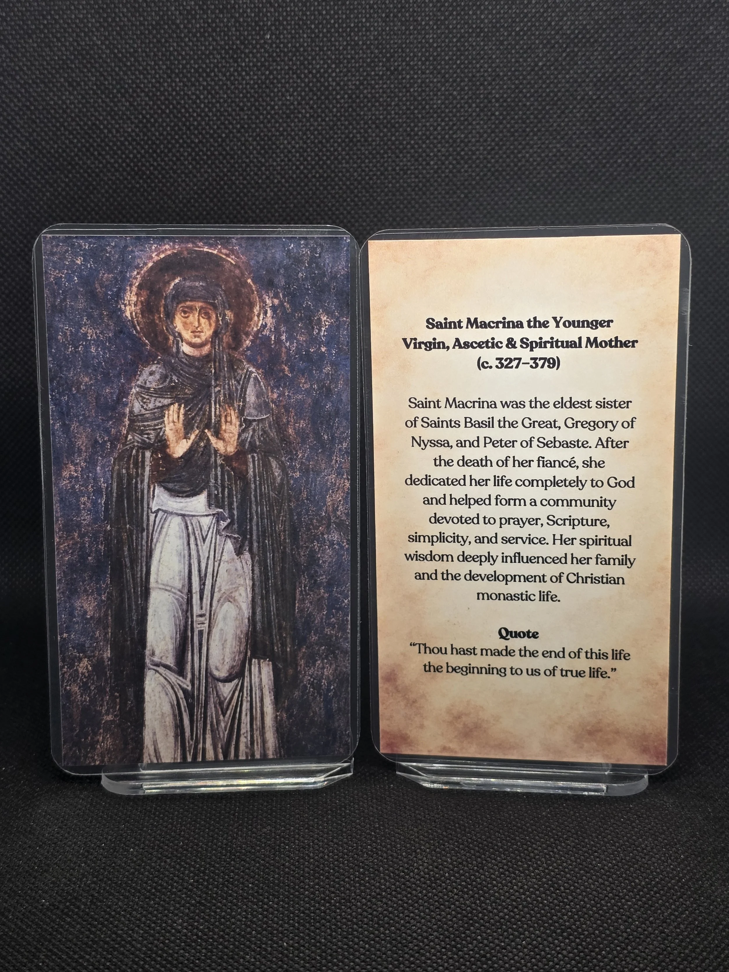 Saint Macrina the Younger Prayer Card - For Spiritual Growth, Prayer, Family & Religious Life