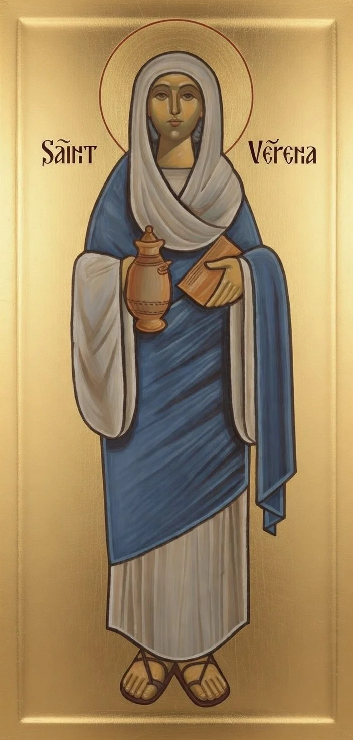 Saint Verena Prayer Card – Patron for Inner Peace, Emotional Healing & Comfort in Loneliness