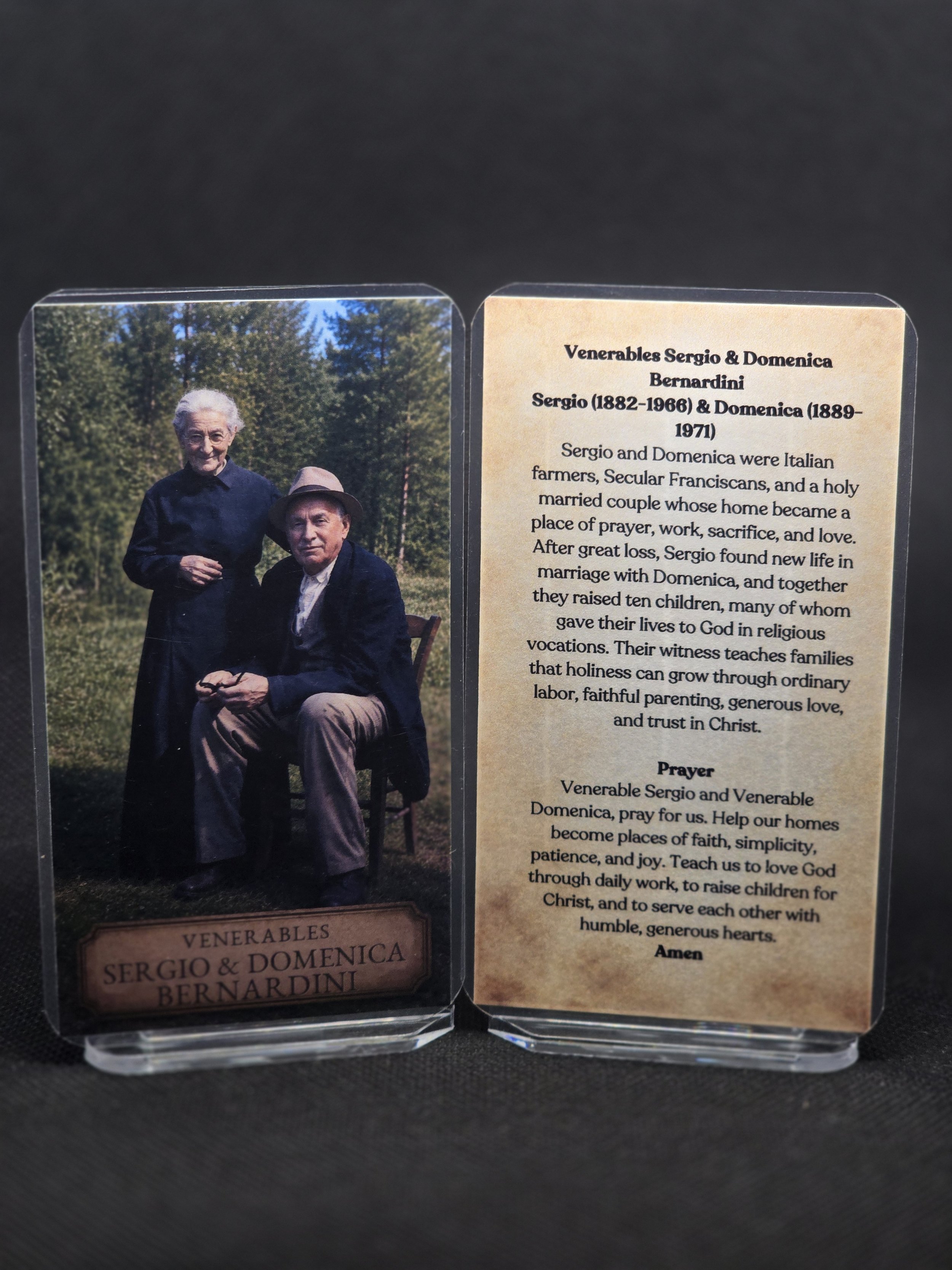 Venerable Sergio & Domenica Bernardini Prayer Card – Patrons for Conversion of Families, Healing After Abortion & Courage to Choose God Together
