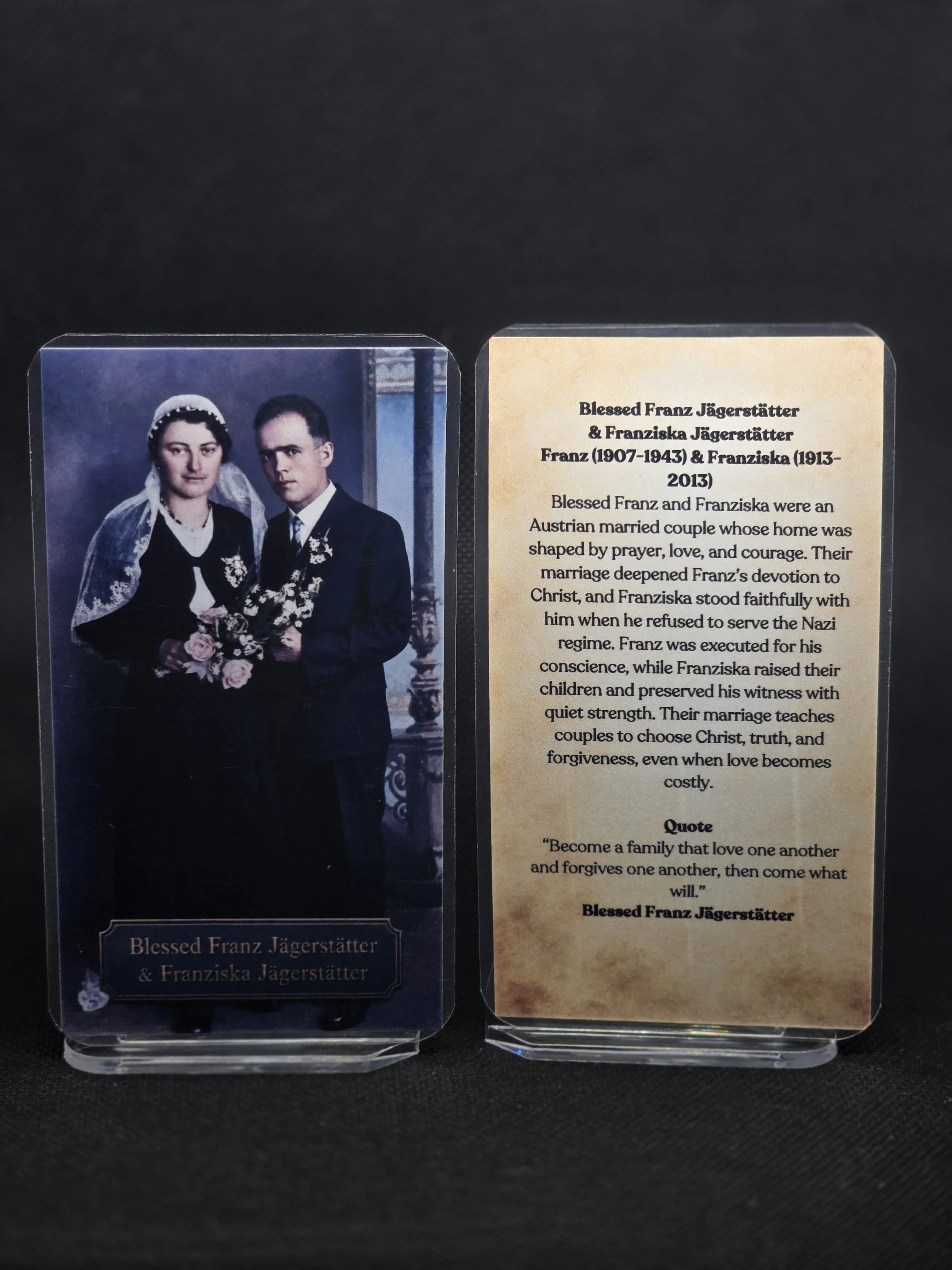 Blessed Franz Jägerstätter & Franziska Jägerstätter Prayer Card