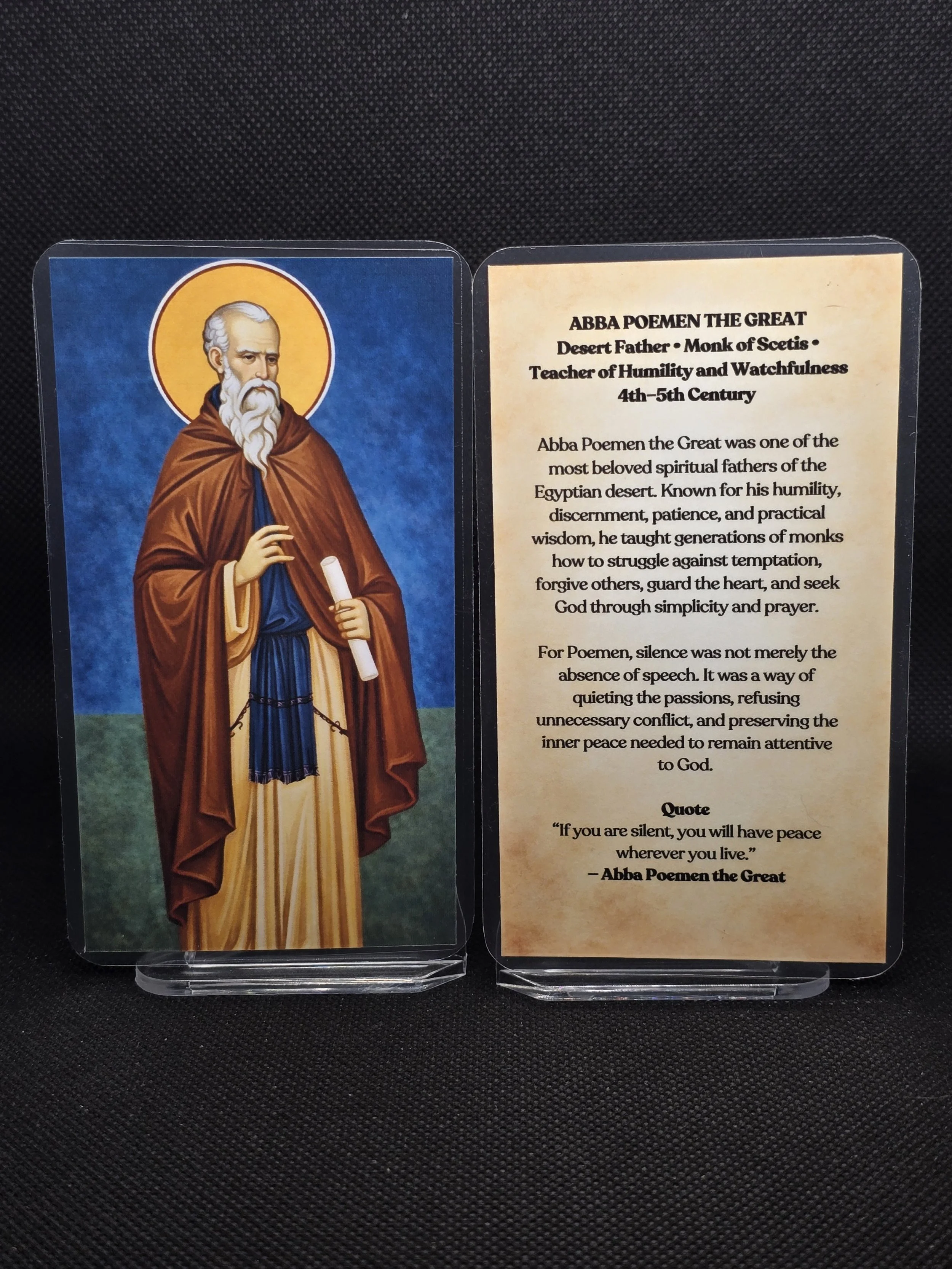 Abba Poemen the Great Prayer Card – Patron for Anger Control, Inner Peace & Healing Relationships