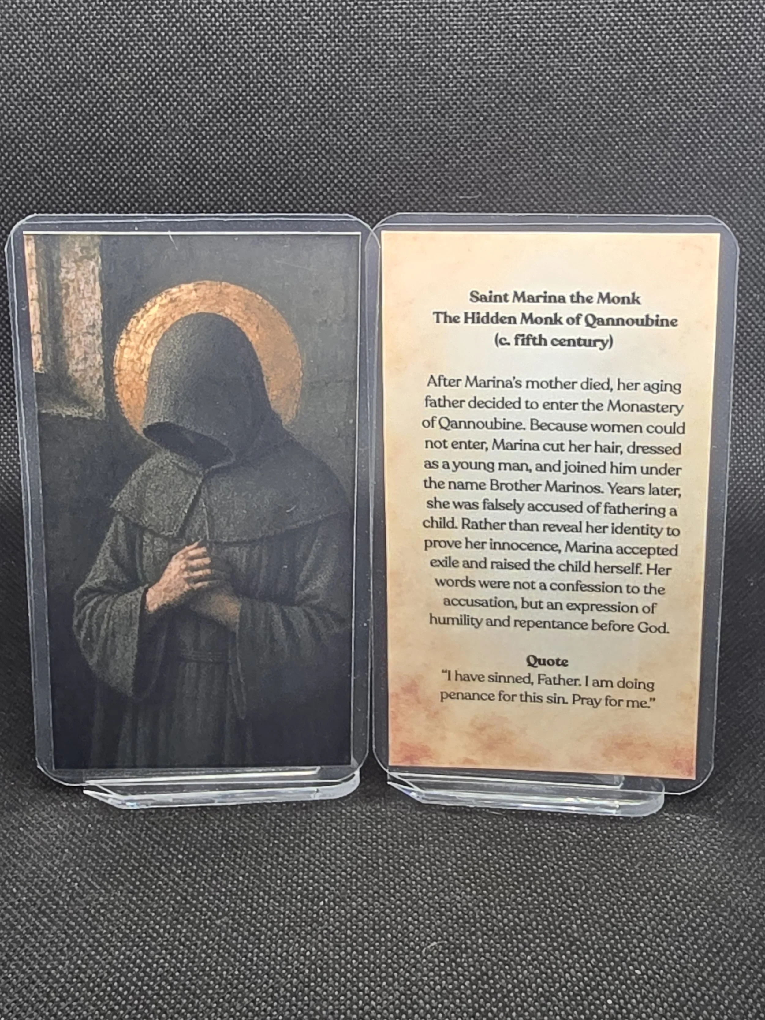 Saint Marina the Monk Prayer Card – Patron for False Accusations, Hidden Suffering & Humility When Misunderstood