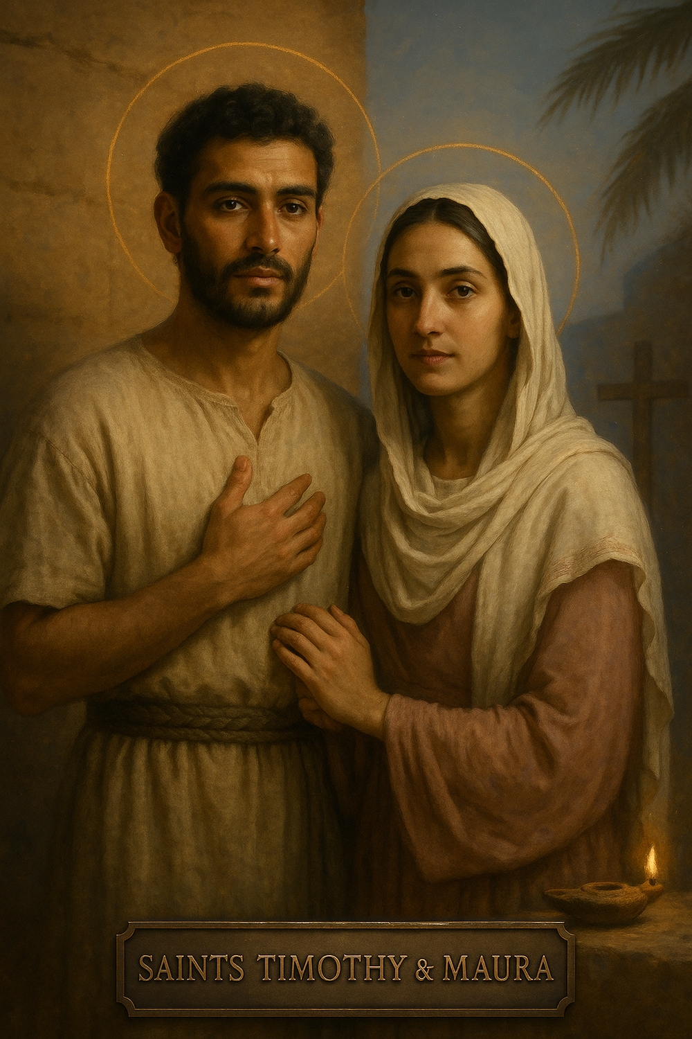 Saints Timothy and Maura of Antinoë Prayer Card