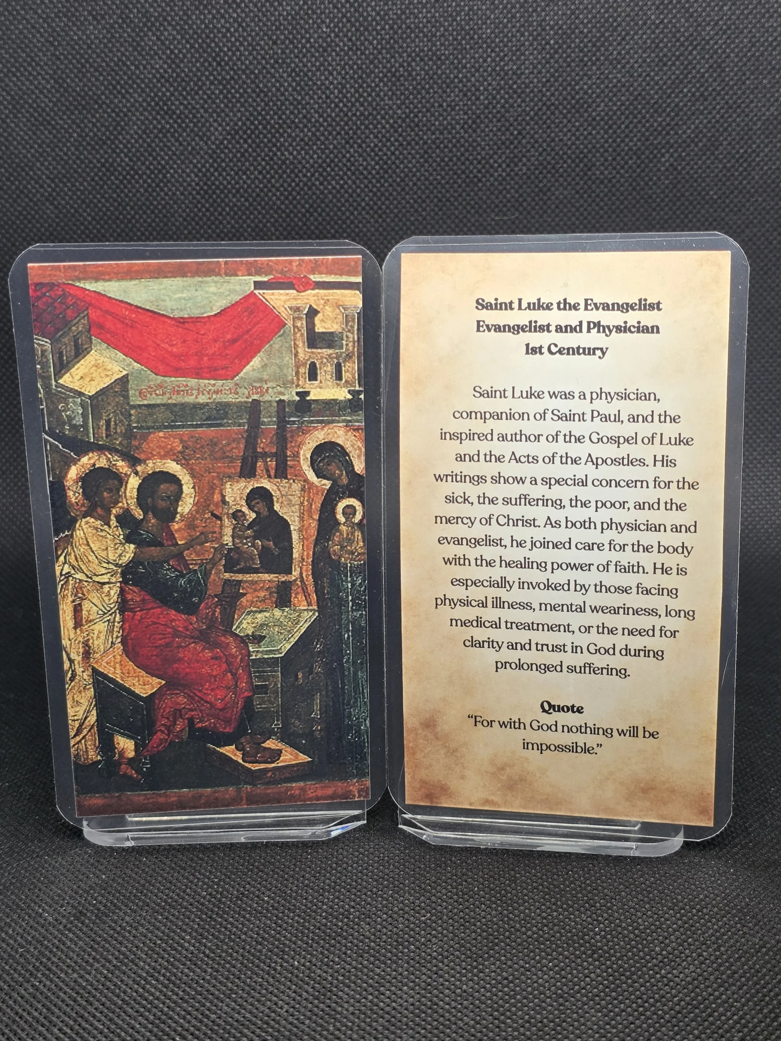 Saint Luke the Evangelist Prayer Card – Patron for Medical Miracles, Caregiver Strength & Peace During Chronic Illness