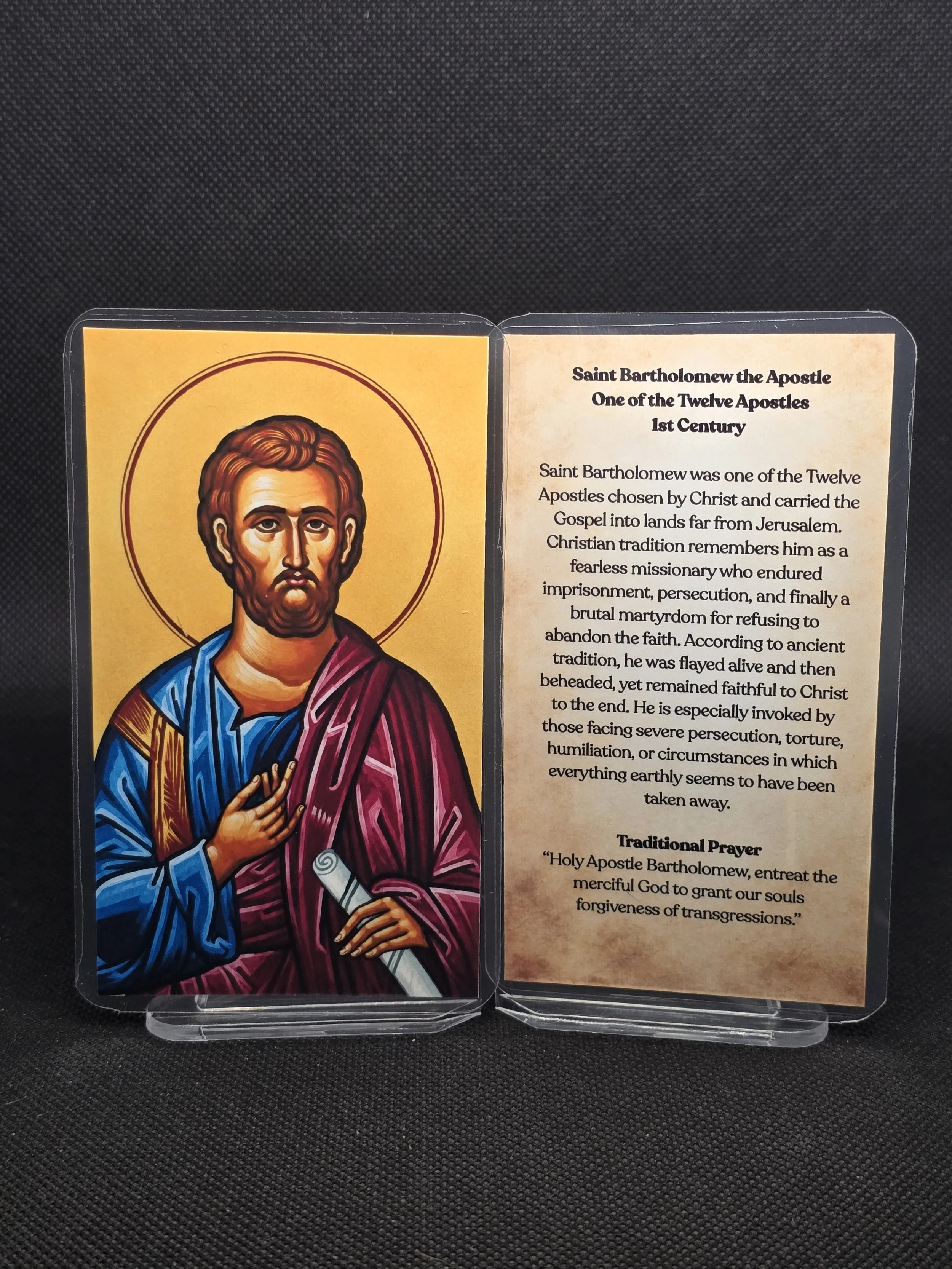 Saint Bartholomew Prayer Card – Patron for Brutal Persecution, Courage Under Torture & Remaining Faithful When Everything Is Stripped Away