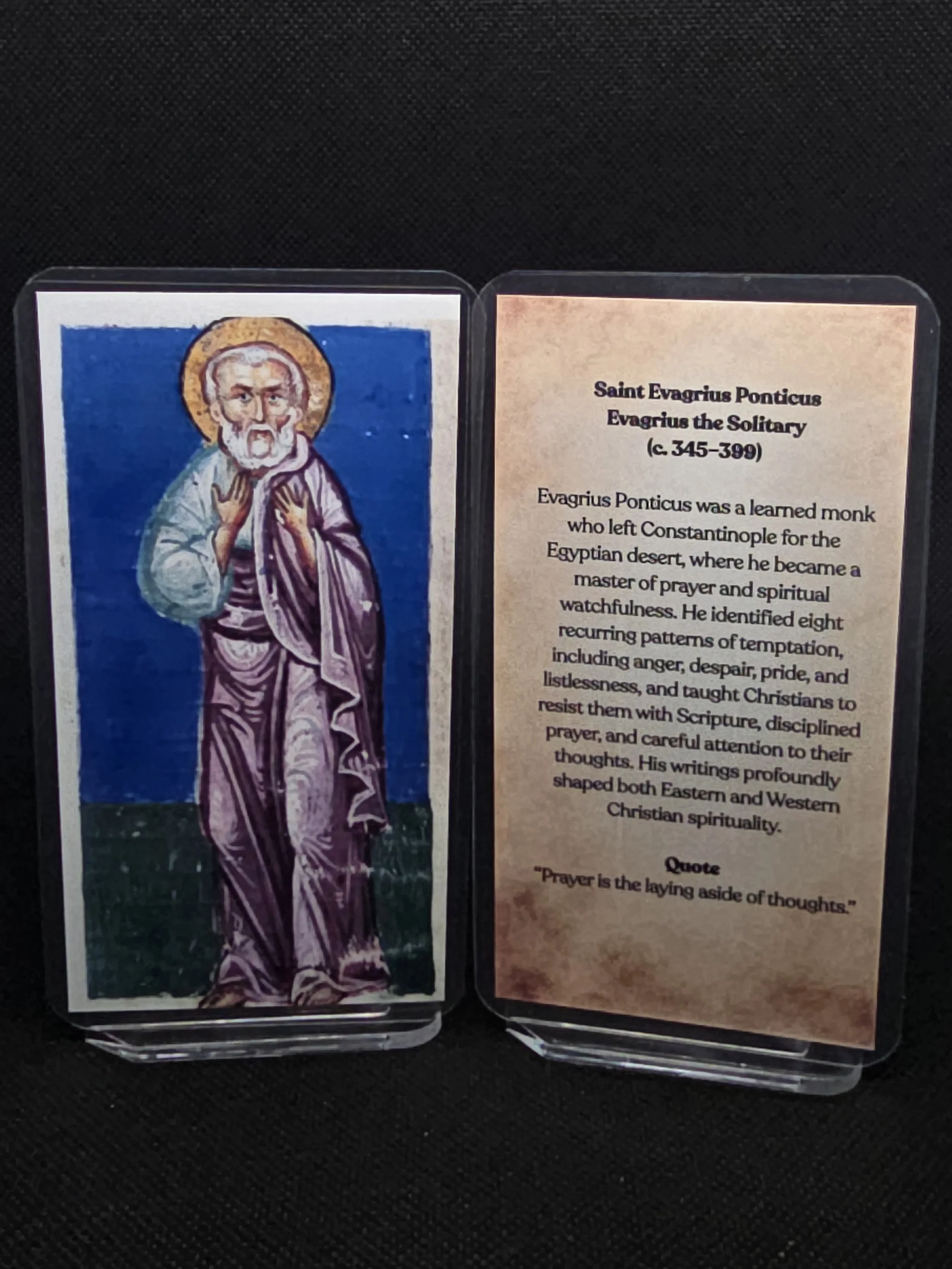 Saint Evagrius Ponticus Prayer Card – Patron for Intrusive Thoughts, Anxiety & Inner Stillness