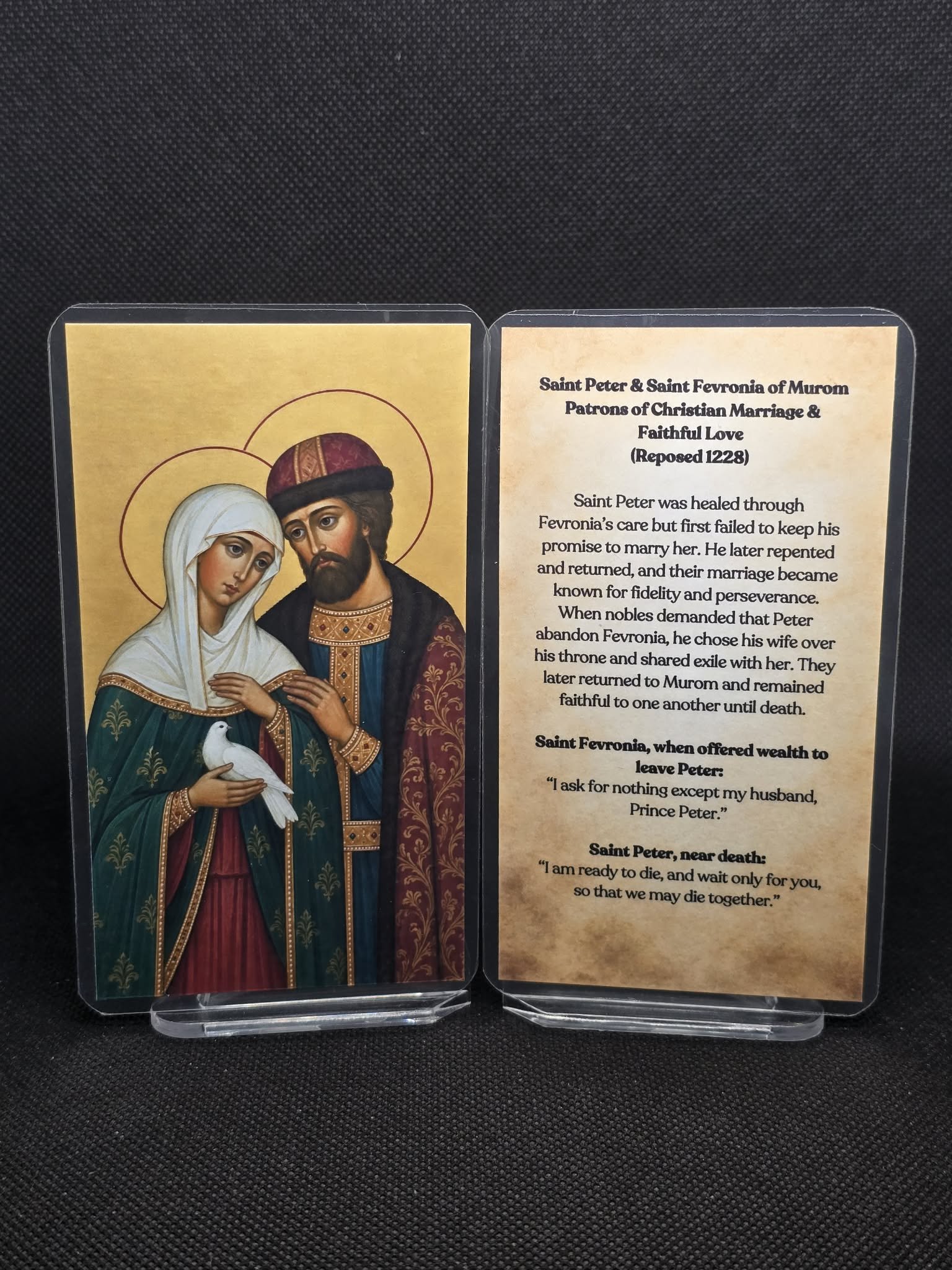 Saint Peter & Saint Fevronia of Murom Prayer Card – Patrons for Marriage Healing, Faithful Love & Rebuilding Trust After Betrayal