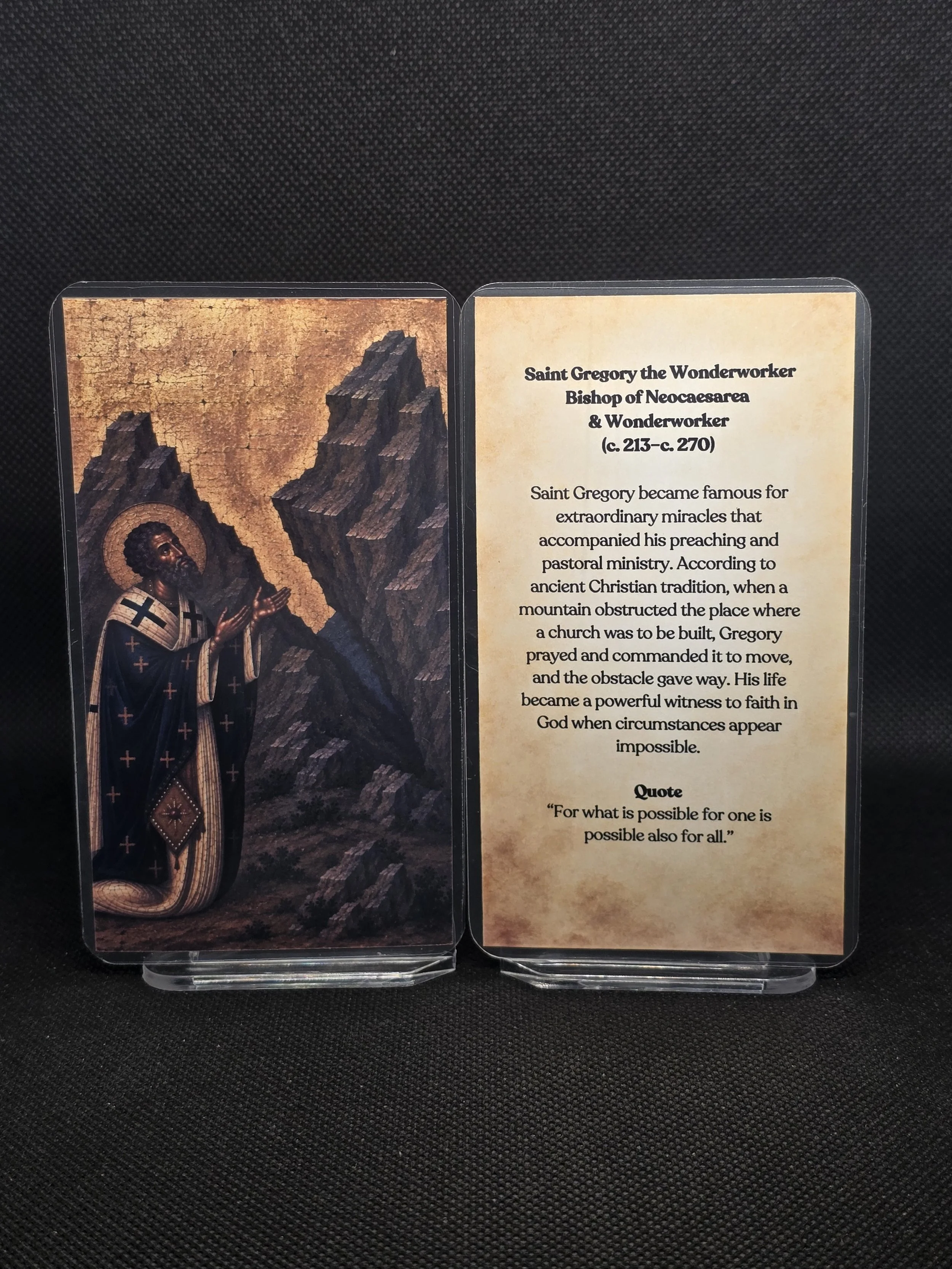 Saint Gregory the Wonderworker Mountain Miracle Prayer Card | Faith That Moves Mountains