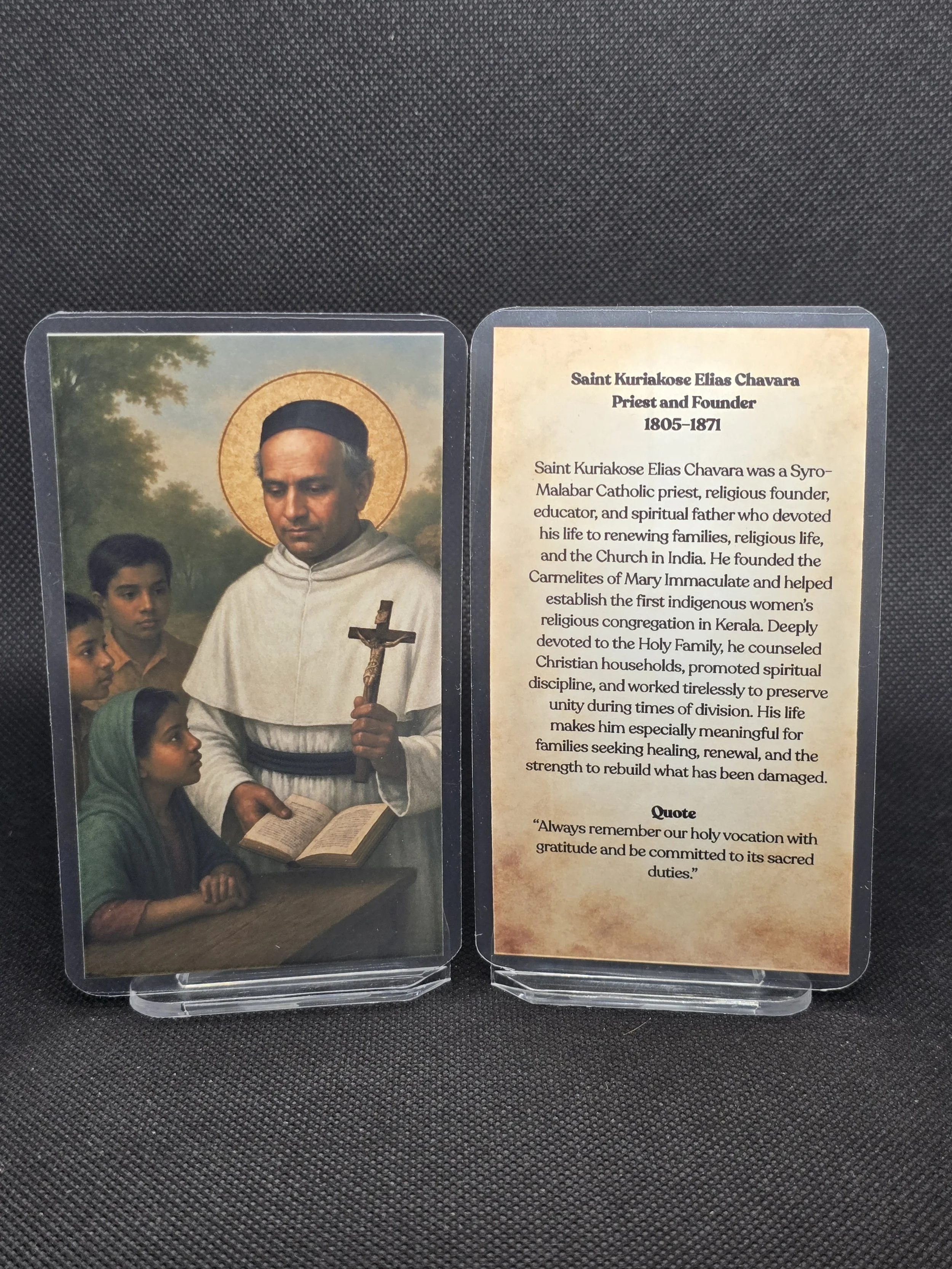Saint Kuriakose Elias Chavara Prayer Card – Patron for Family Faith Restoration, Perseverance in Spiritual Dryness & Courage to Build When Everything Feels Fragile