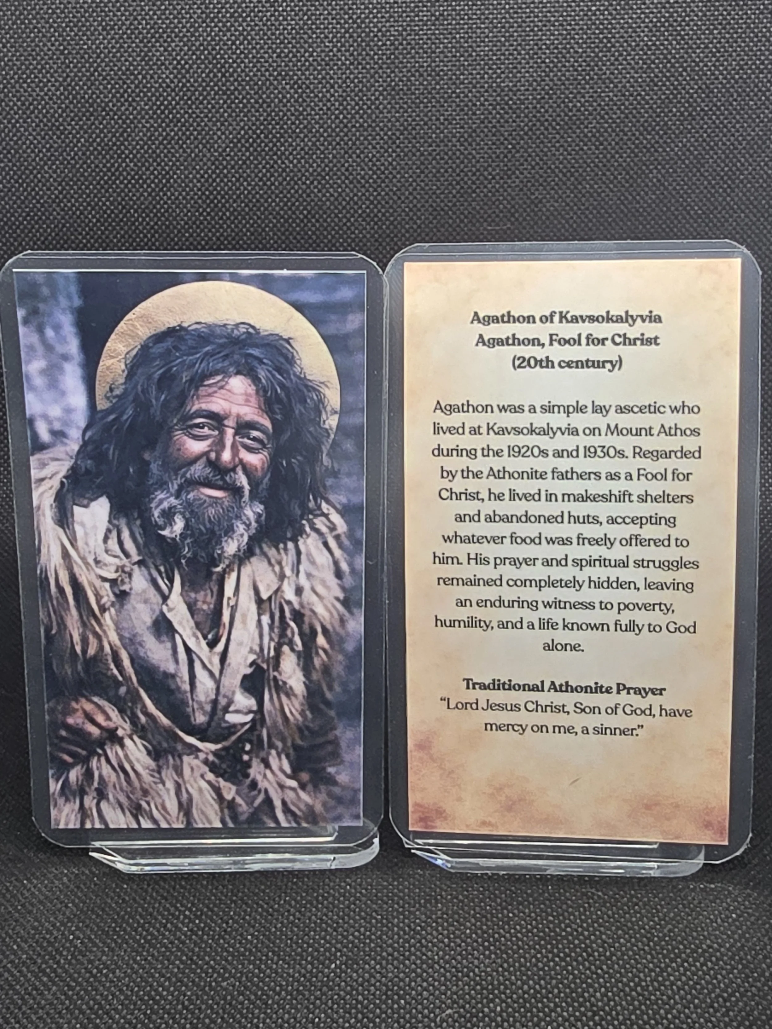 Saint Agathon of Kavsokalyvia Prayer Card – Patron for Anxiety Relief, Spiritual Burnout & Inner Obedience