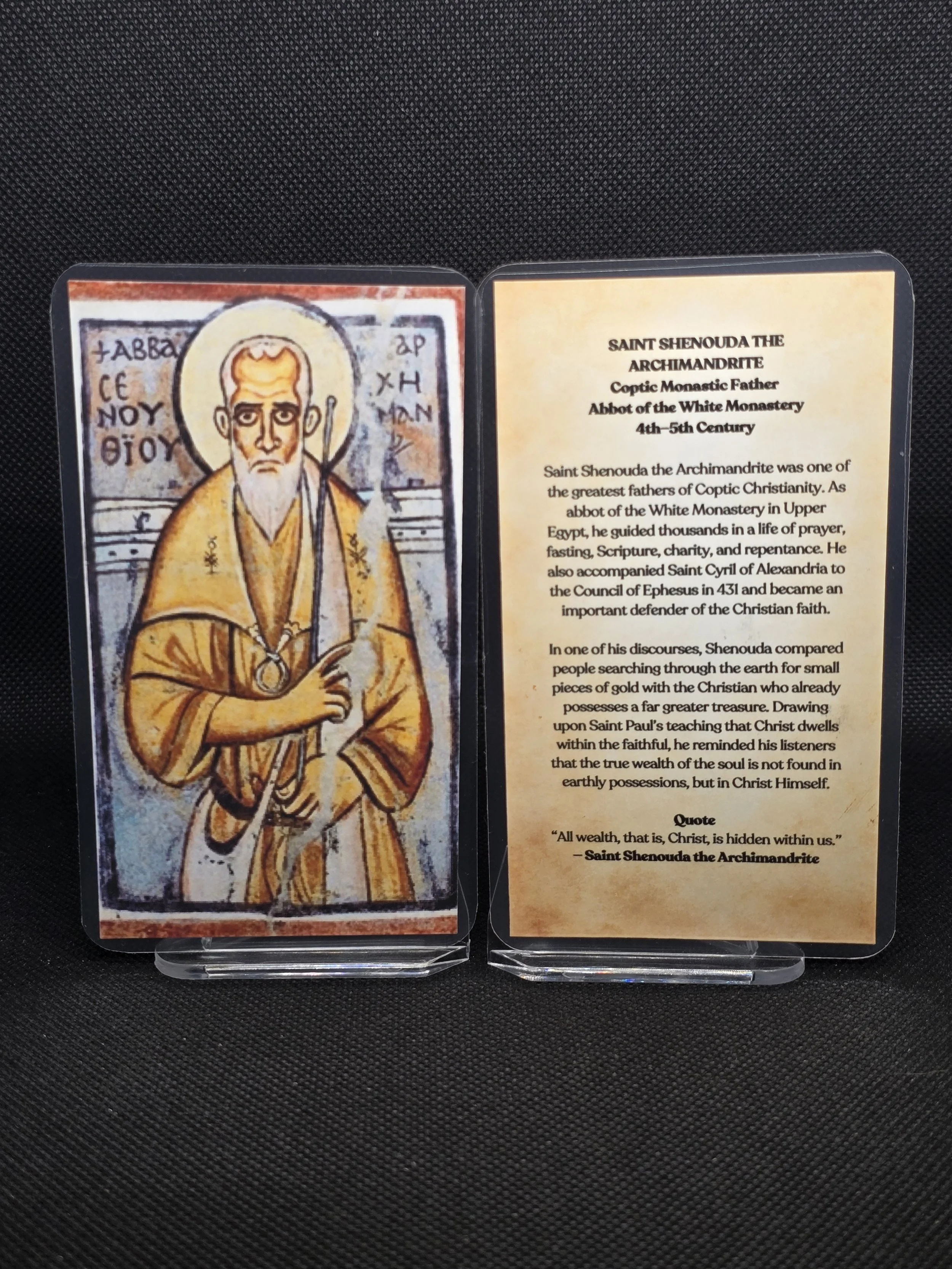 Saint Shenouda the Archimandrite Prayer Card – Patron for Inner Strength, Spiritual Protection & Endurance Through Mental Burdens