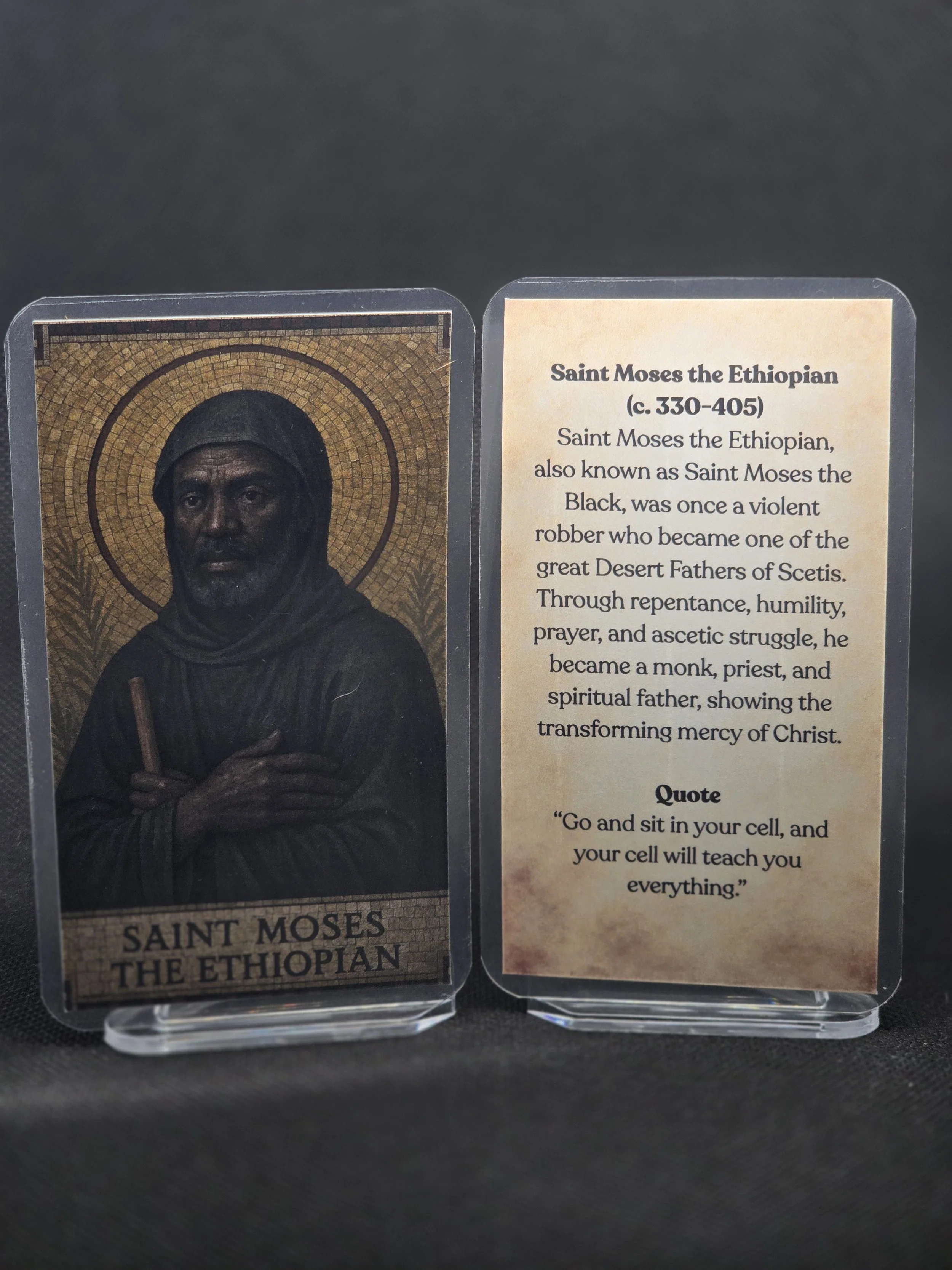 Saint Moses the Ethiopian Prayer Card – Patron for Anger Control, Addiction Recovery & Radical Life Change