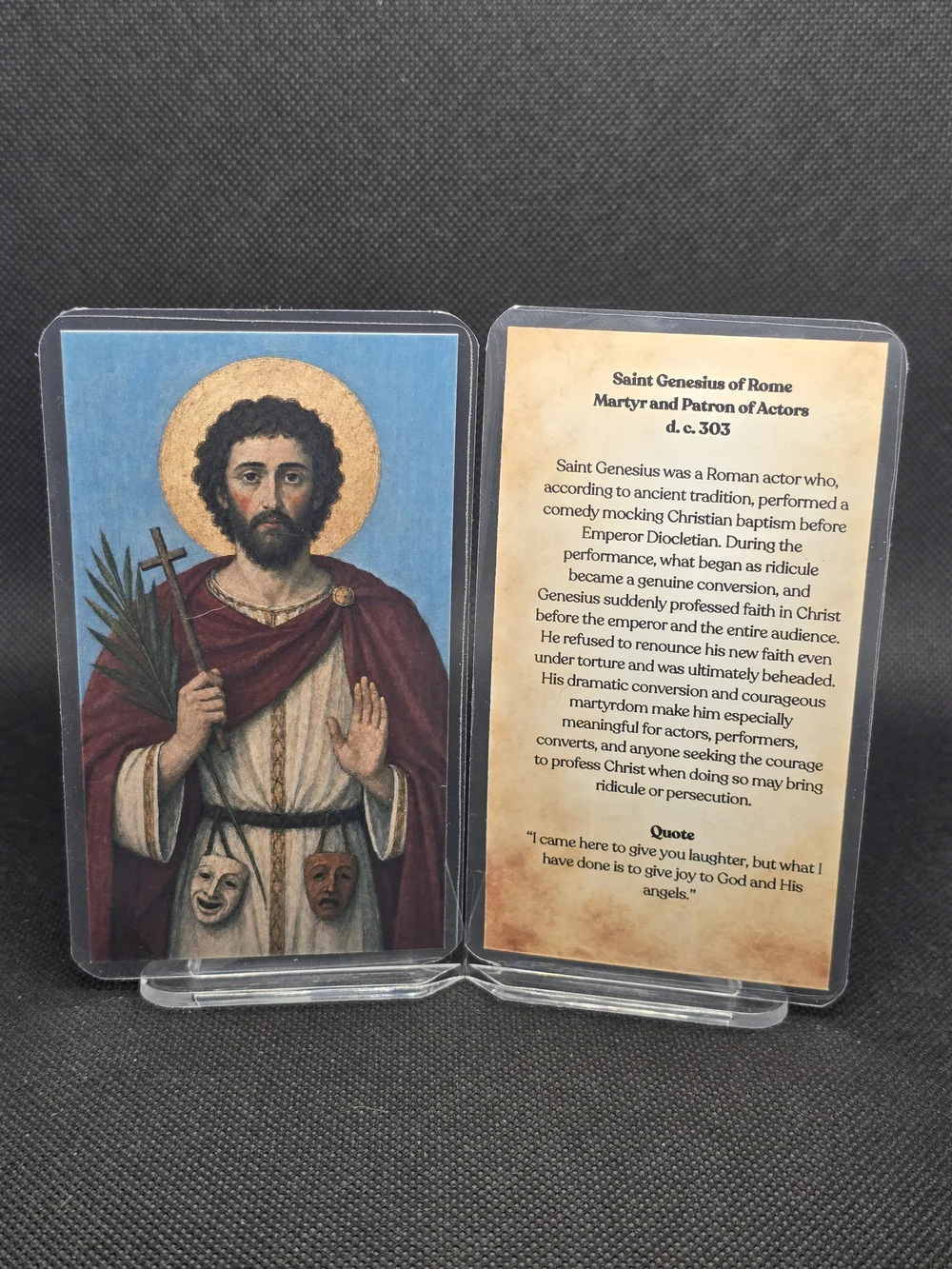 Saint Genesius of Rome Prayer Card