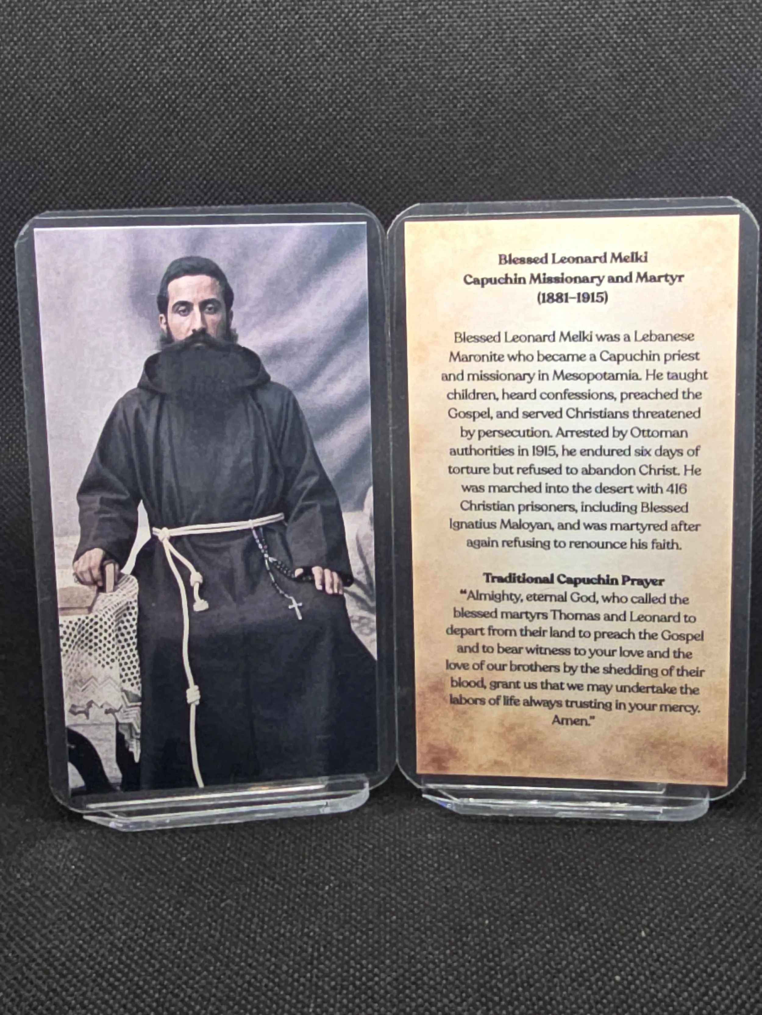 Blessed Leonard Melki Prayer Card – Patron for Courage Under Persecution, Strength in Imprisonment & Faithfulness When Christianity Is Targeted