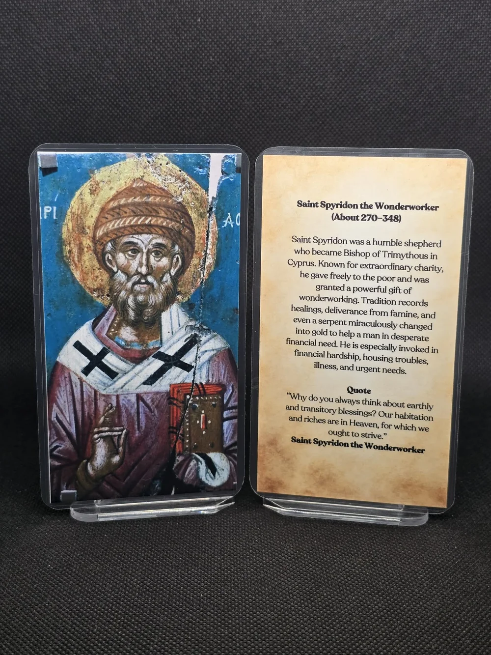Saint Spyridon the Wonderworker Prayer Card