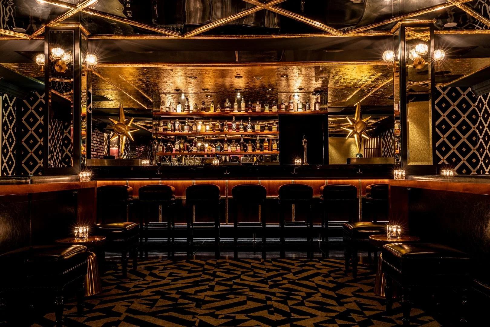 nterior of an exclusive speakeasy-style event venue in Los Angeles curated by Under Raidar Events for private holiday parties and corporate celebrations.