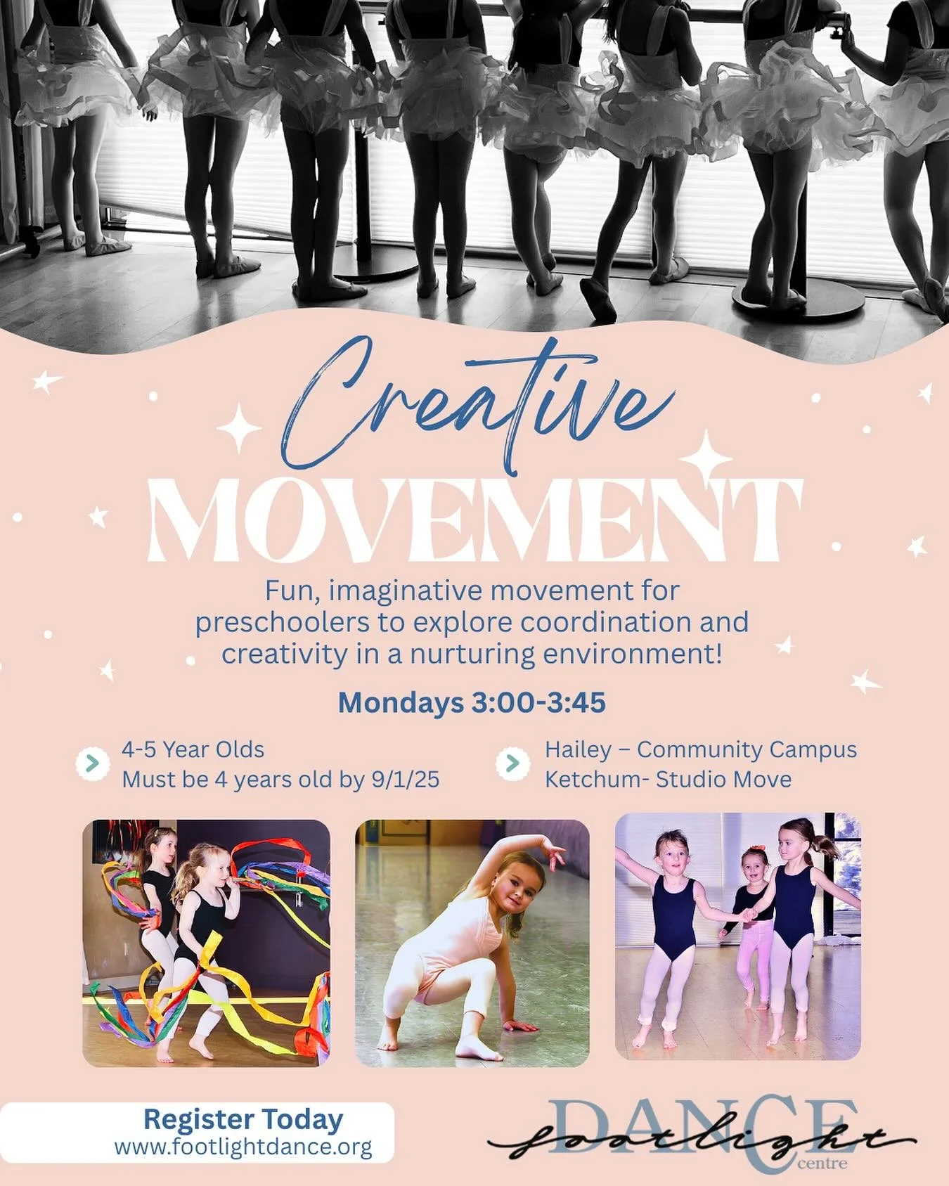 Don't miss out! Only a few spots left for our creative movement classes. Sign up today!