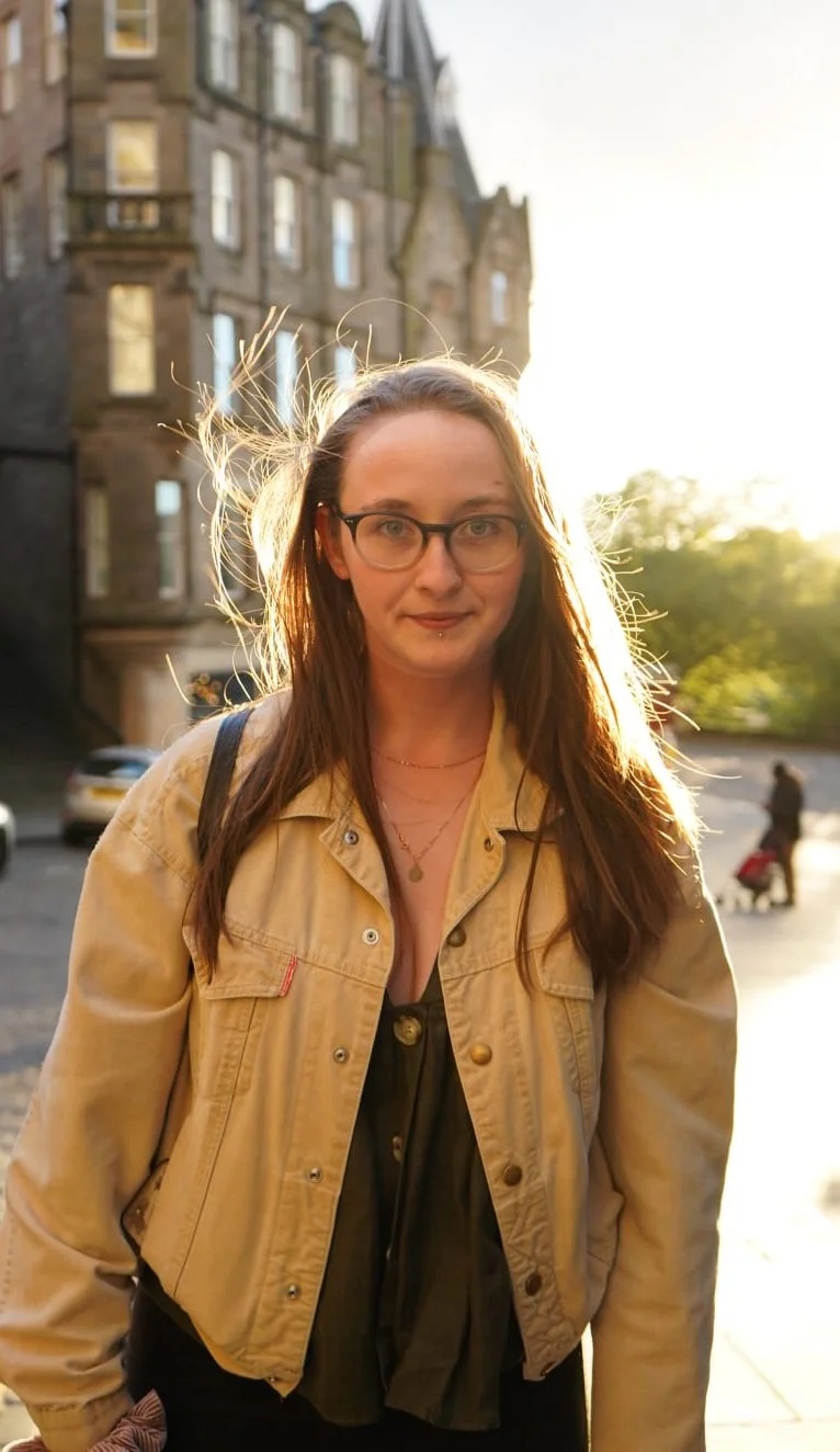 Portrait of Kasia Wesoły, founder of Calm Craft Interiors, interior designer based in Edinburgh and Wrocław, creating calm and nature-inspired homes