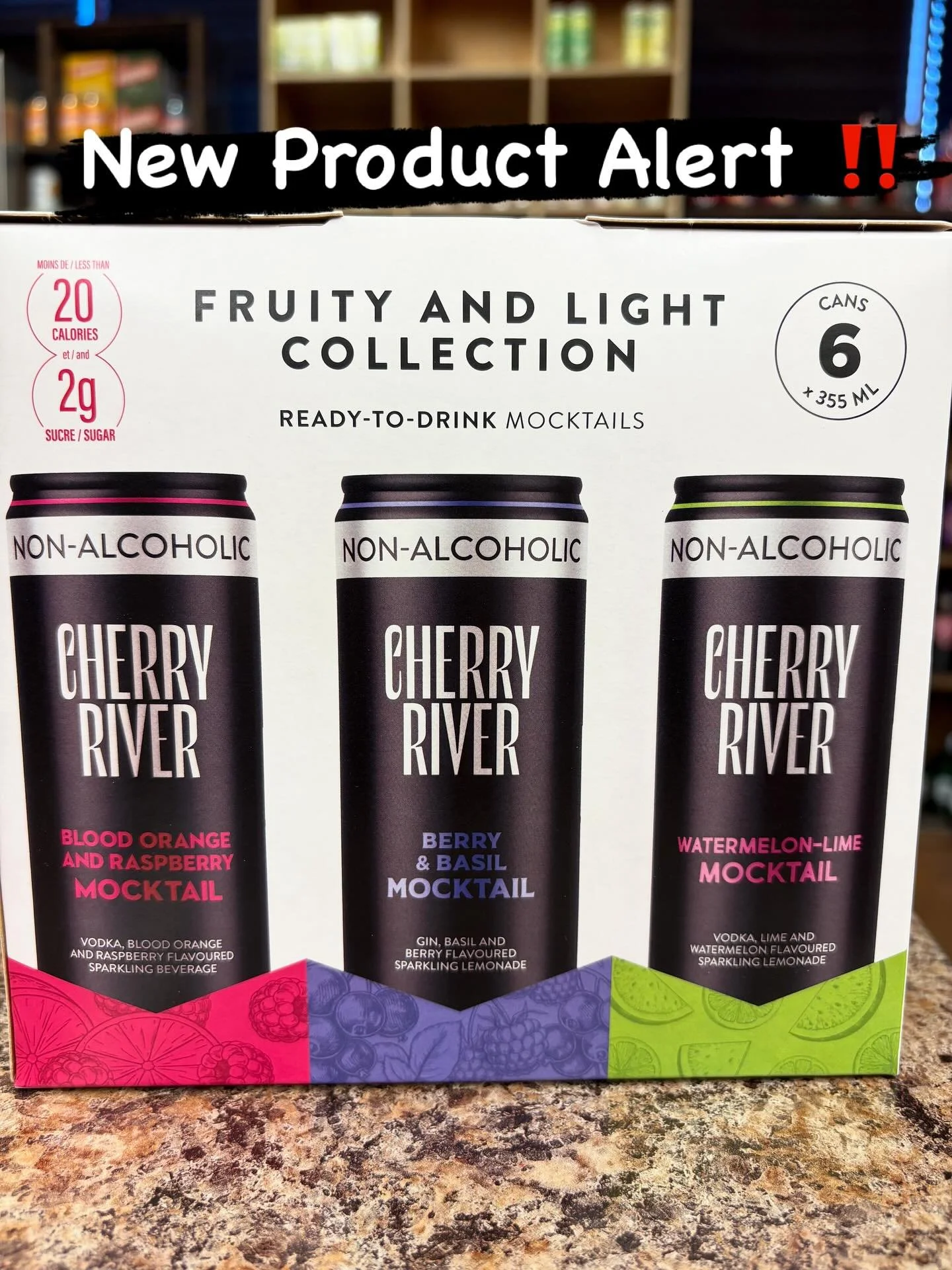 Love these new collections , these also come in singles and 4 packs of the Mojito, Paloma, Margarita and Cosmo ! 
So many fun and new products ! Come have  a look 👀 

#AlcoholFree #SoberCurious #NewProducts #ZeroProof #CherryRiver