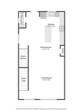 Floor plan of a room with labeled areas including a living area, bedroom, kitchen, and bathroom.