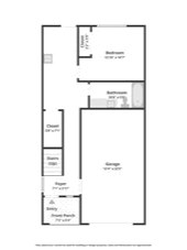 Floor plan of a residential unit showing rooms such as living area, kitchen, bathroom, and bedroom with measurements.