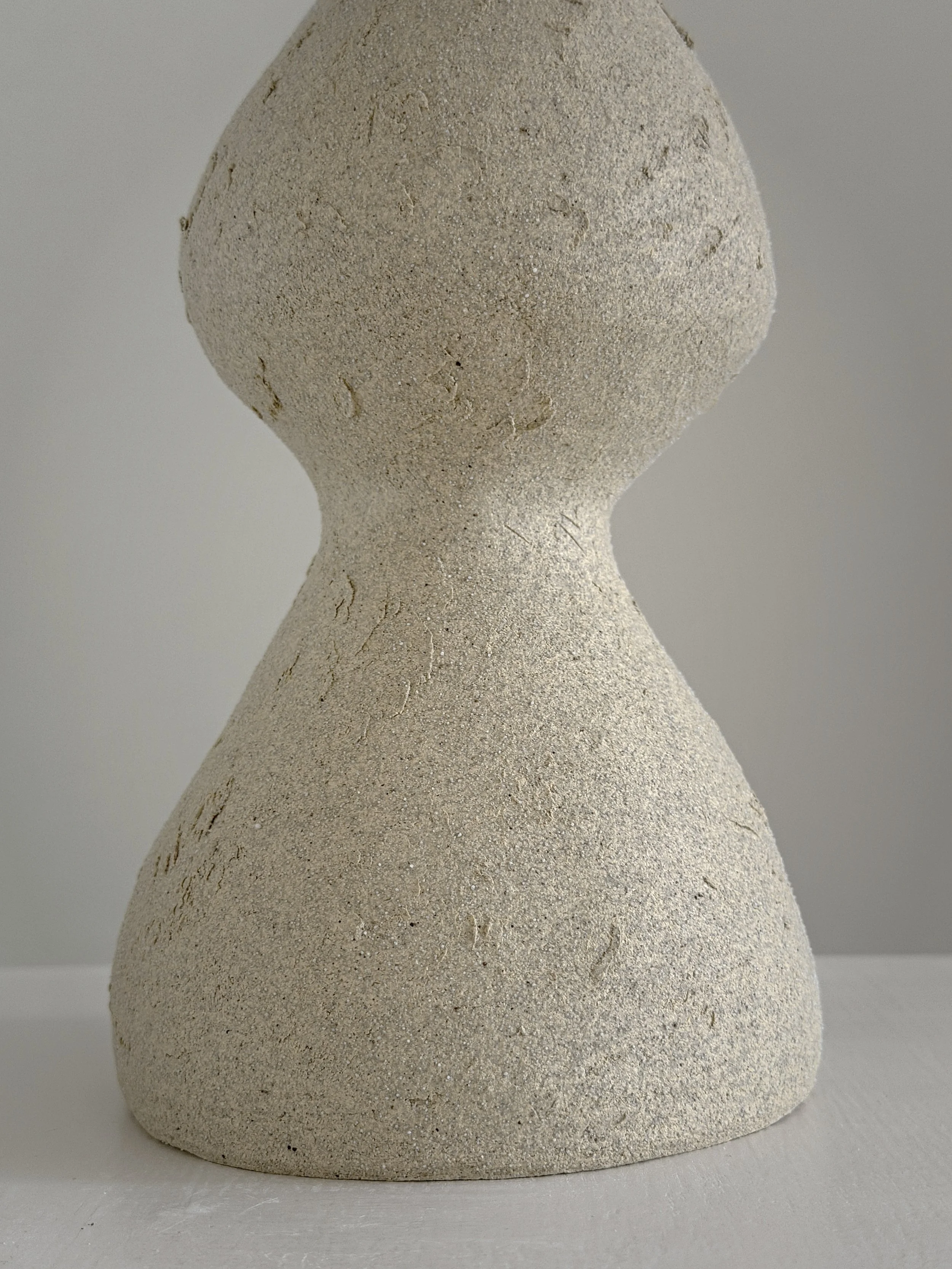 Beige Totem Vase, with a brutalist, totem-like silhouette in raw beige stoneware — sculptural ceramic vase made for considered, organic interiors