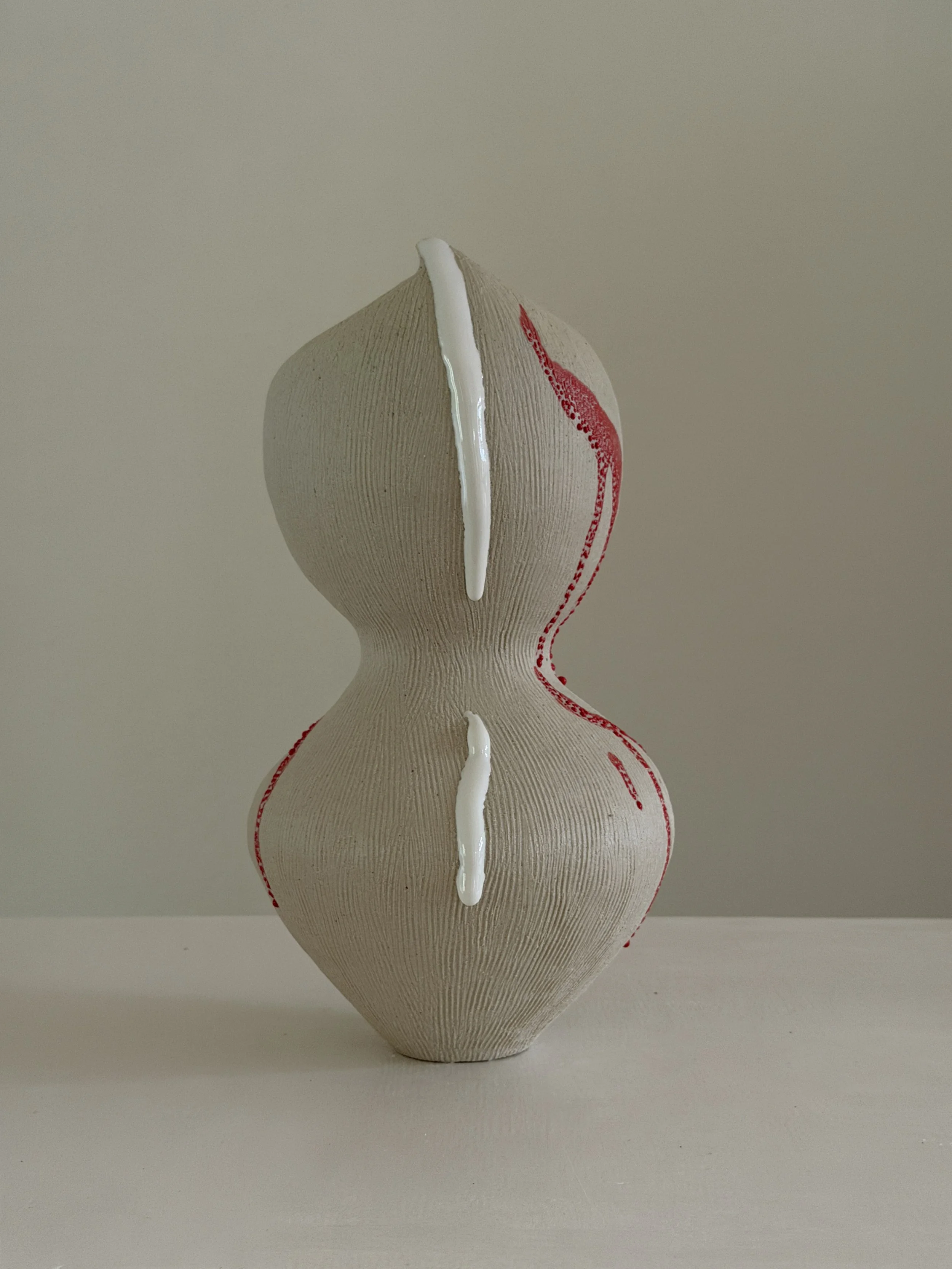 She 6 — hand-built ceramic vase in the form of a resting woman, soft and full, by Anastasia Babenko