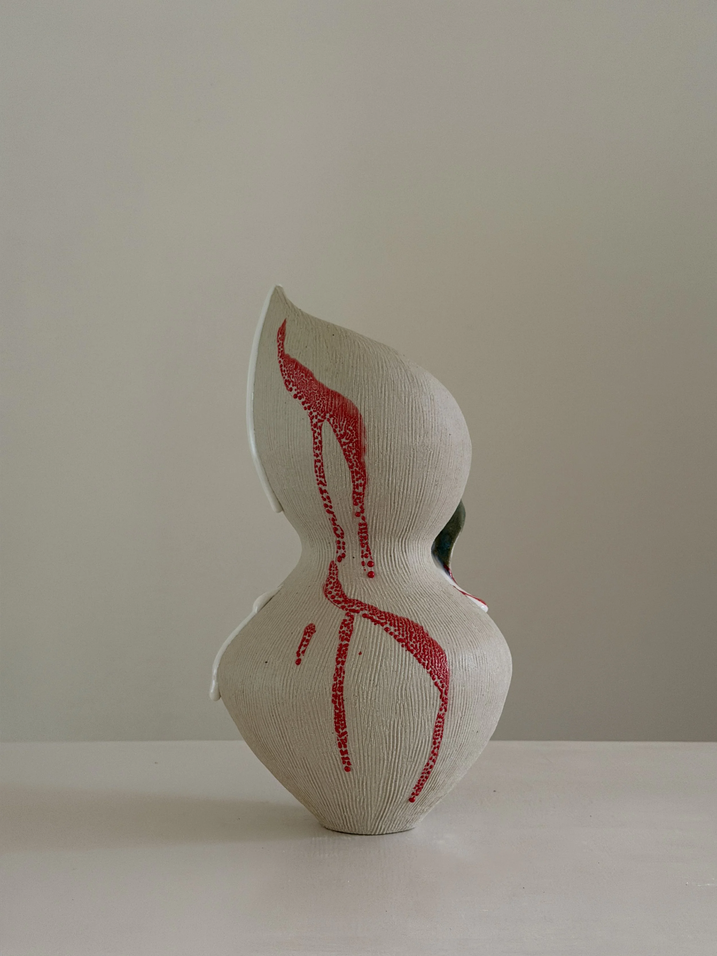 She 6: in the form of a resting woman, soft and full, a sculptural ceramic vase by Anastasia Babenko