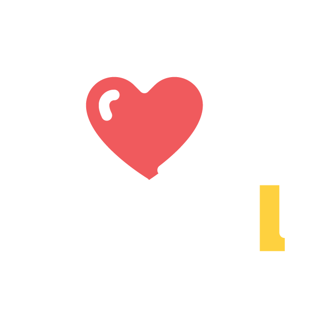 Outline of a hand holding a red heart with a white outline, set against a black background.