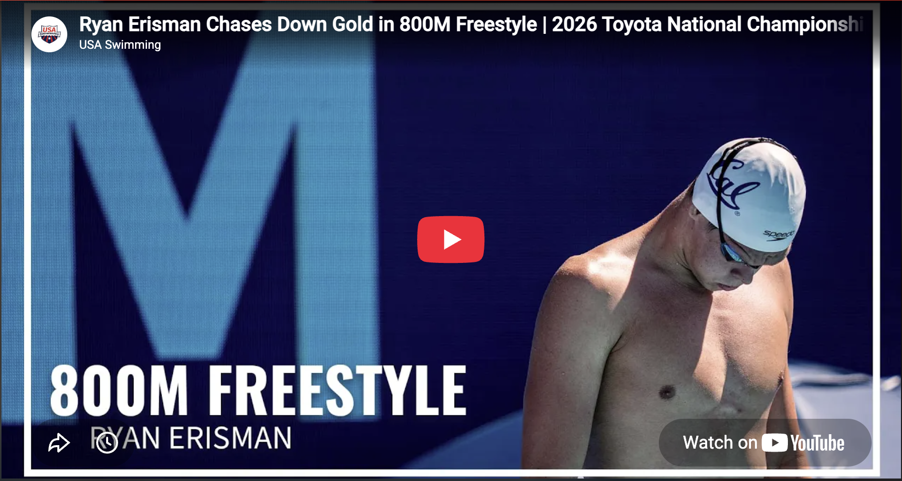 Fluidra Race Video of the Week: Ryan Erisman Storms Home to Become #2 American All-Time in 800 Free