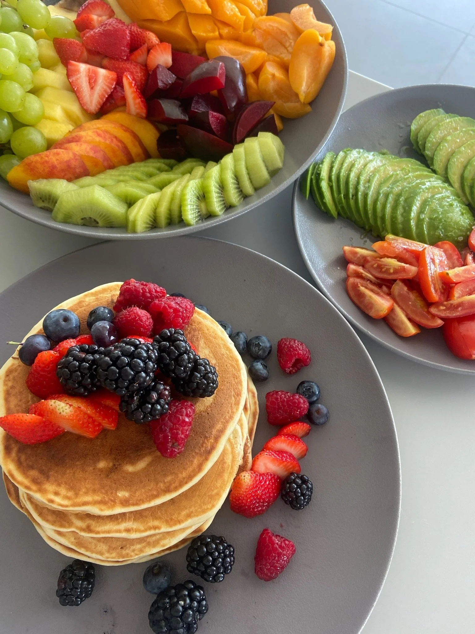 Pancakes and Fresh Fruit and Berries