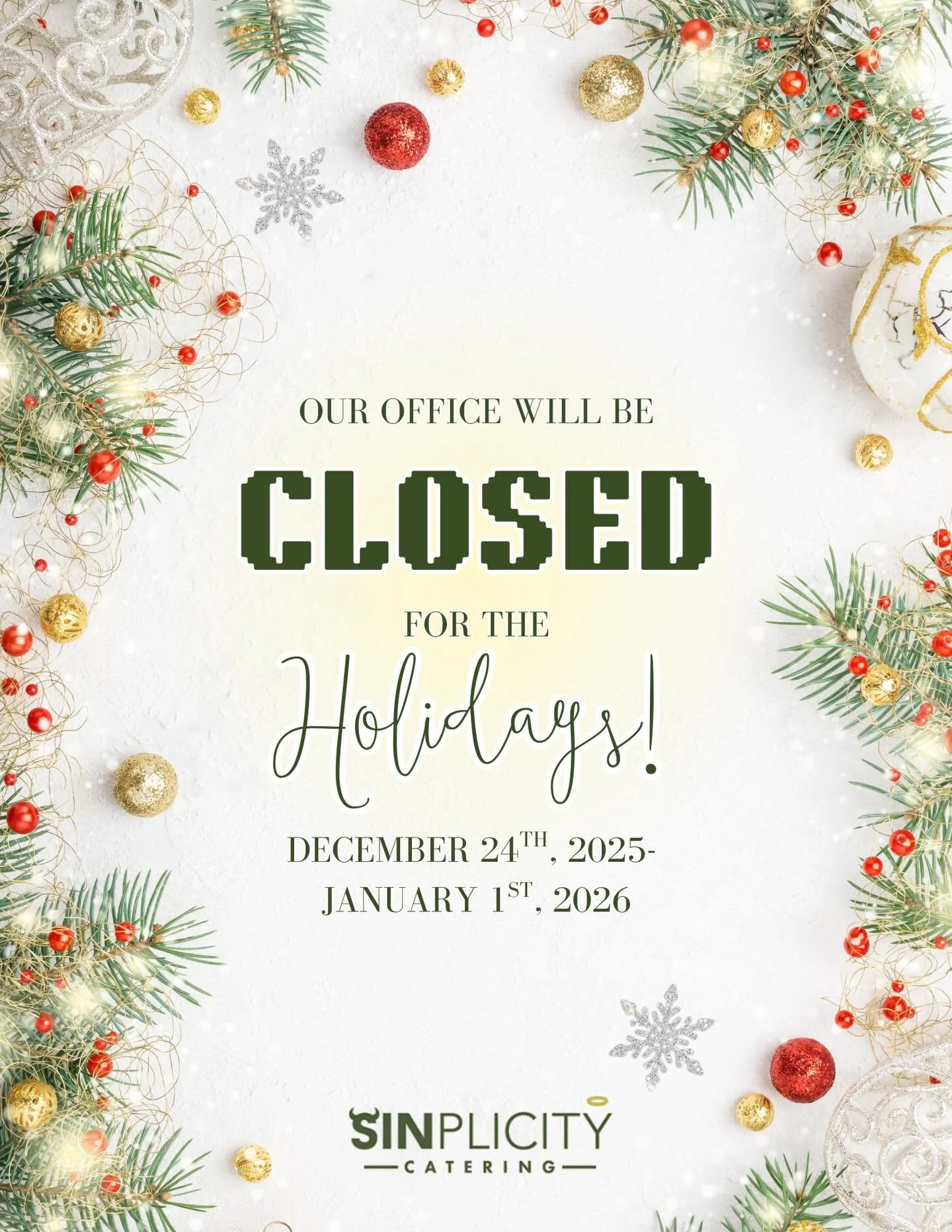 Wishing you a warm and joyful holiday season! 🎄✨We truly appreciate your partnership, and we thank you for being part of our journey. 

See you in the New Year! 🥳