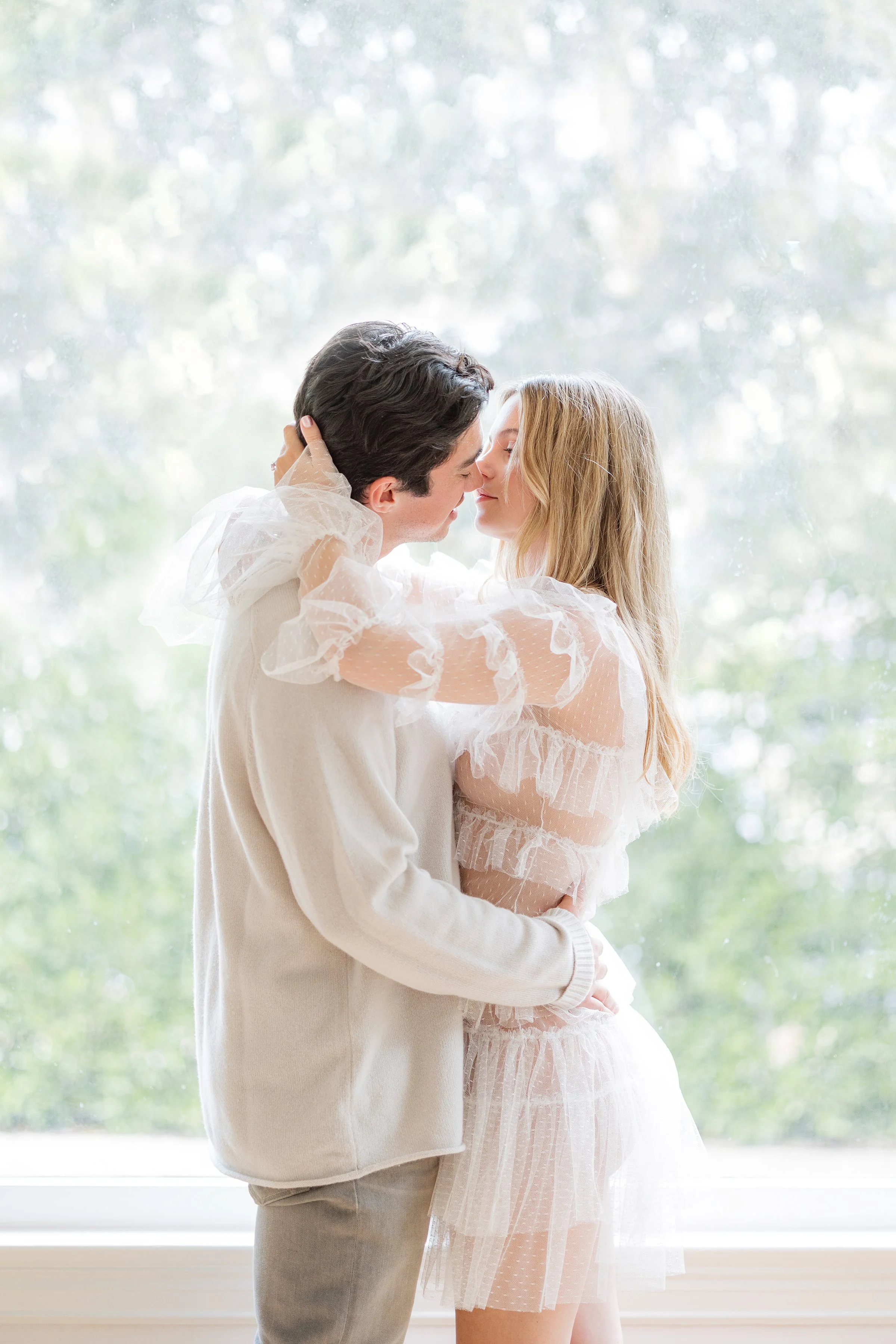 Elegant engagement portrait captured in natural light in Houston TX