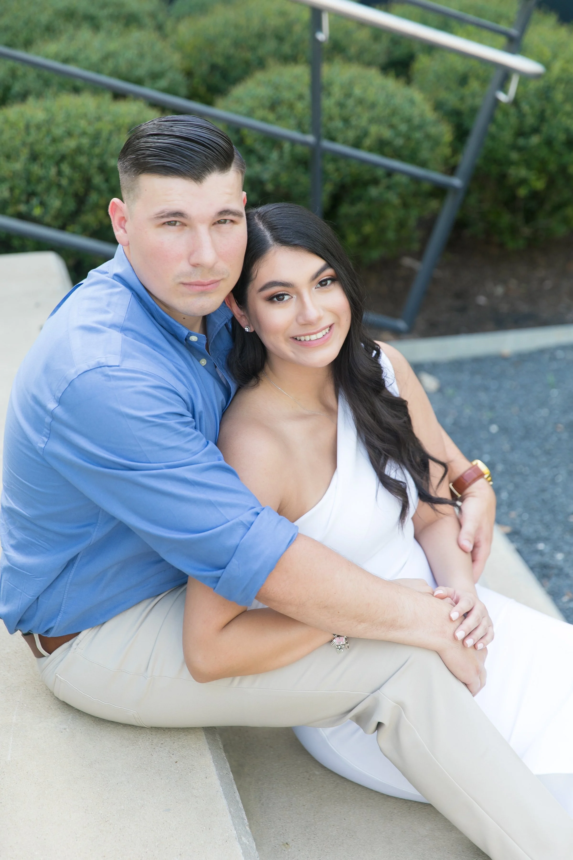 Elegant engagement portrait captured in natural light in Houston TX
